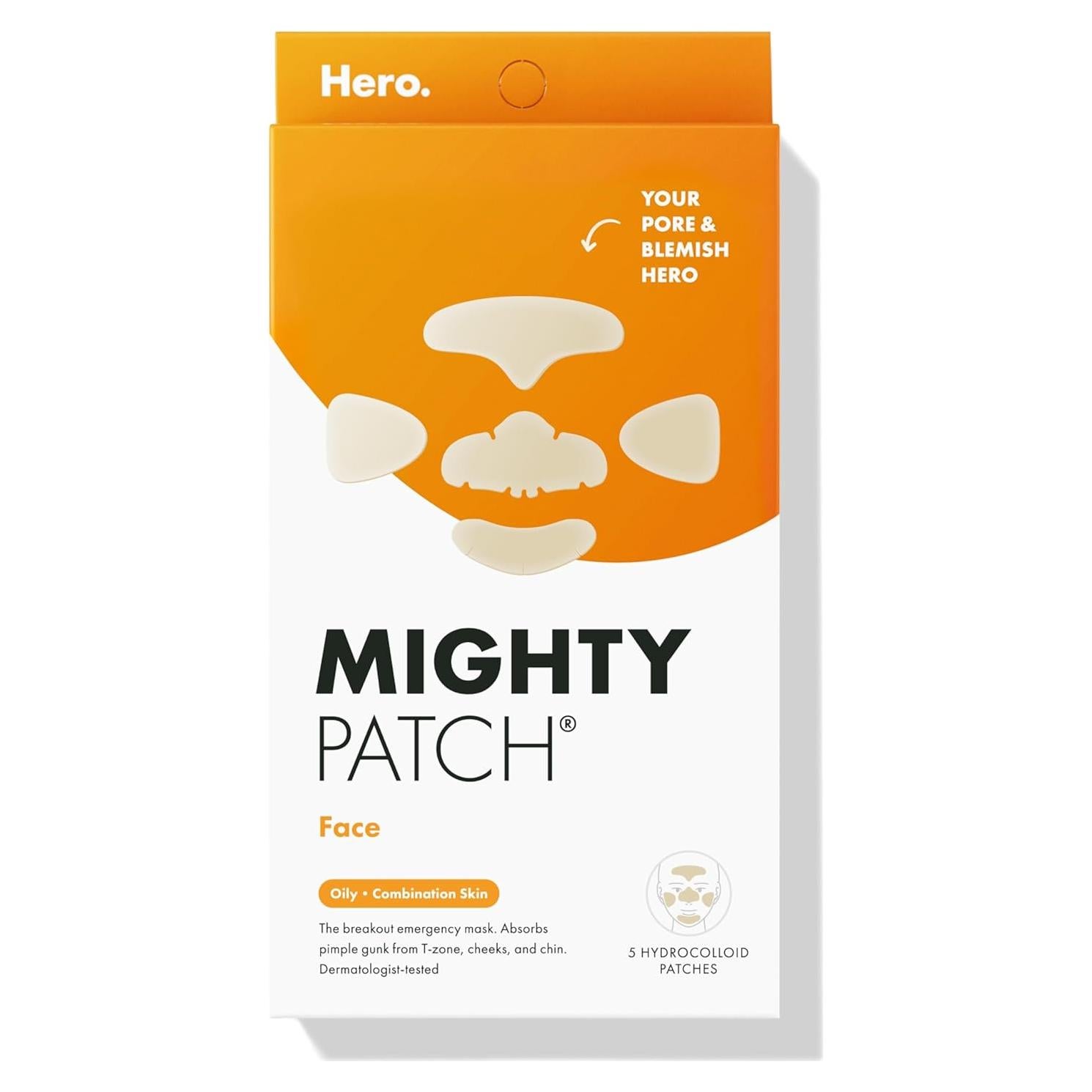 Mascarilla Hidrocoloide Hero Cosmetics Mighty Patch Face - 5 Parches XL para Acné