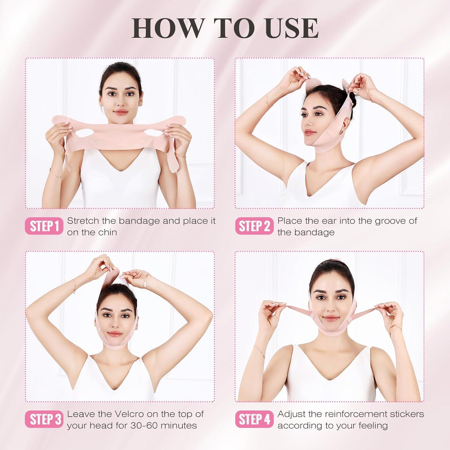 Correa de Barbilla Ajustable Juskaa Rosa M - Modelador Facial