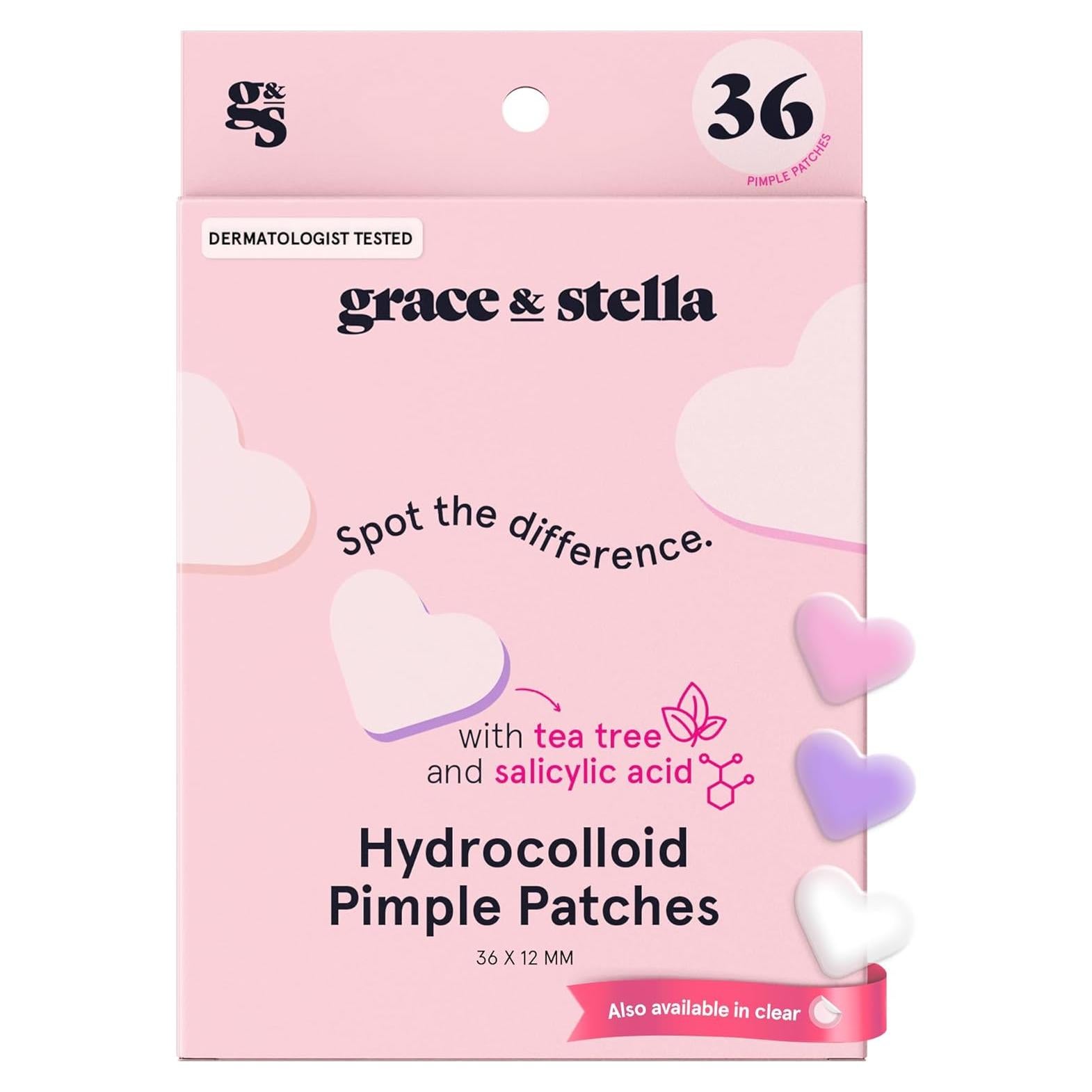 Parches para Granitos Grace & Stella - Hidrocoloides Corazón 36 Unidades