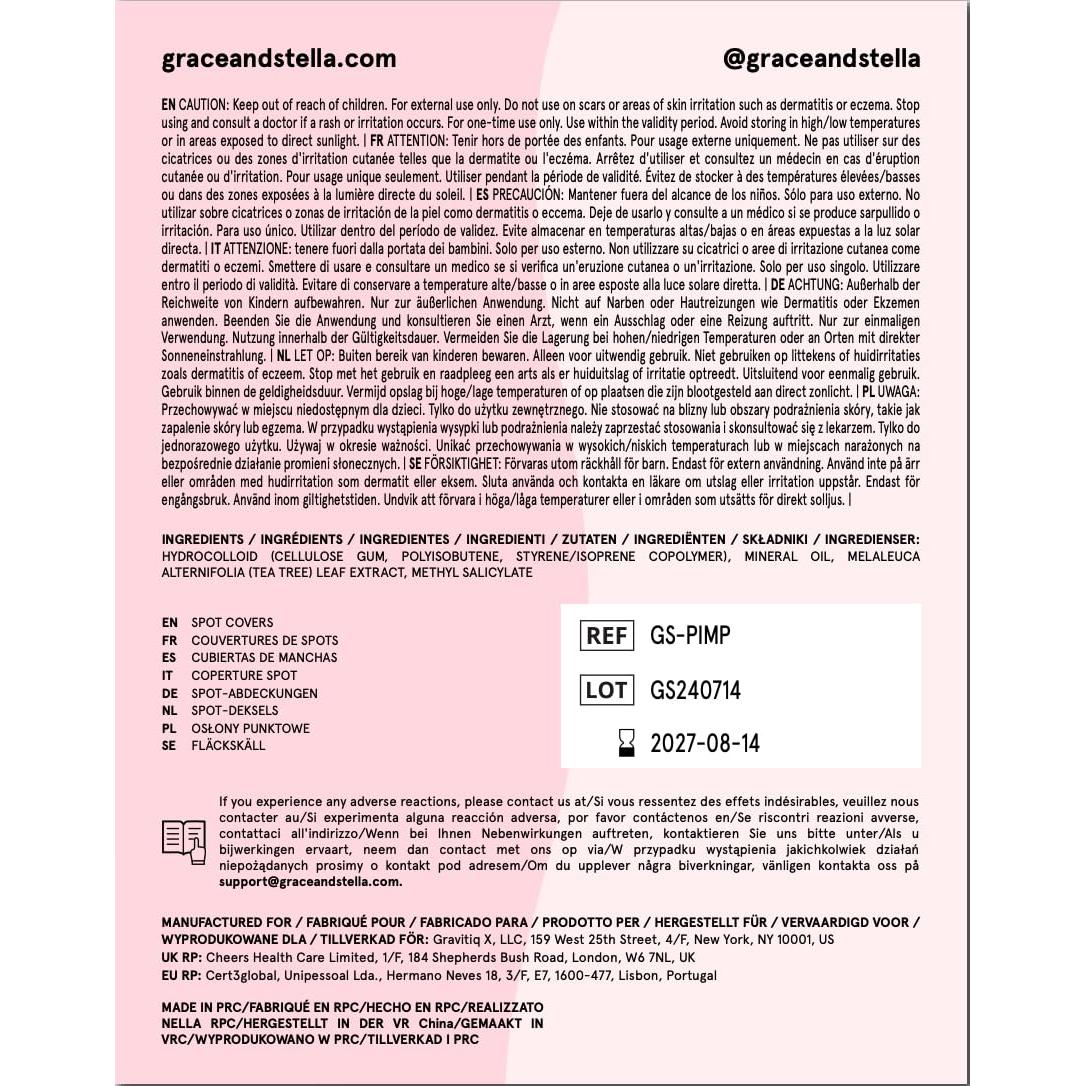 Parches para Granitos Grace & Stella - Hidrocoloides Corazón 36 Unidades