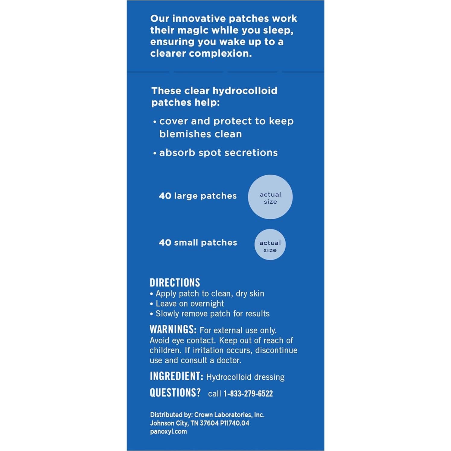 Parche Hidrocoloide PanOxyl PM Overnight 80 Unidades