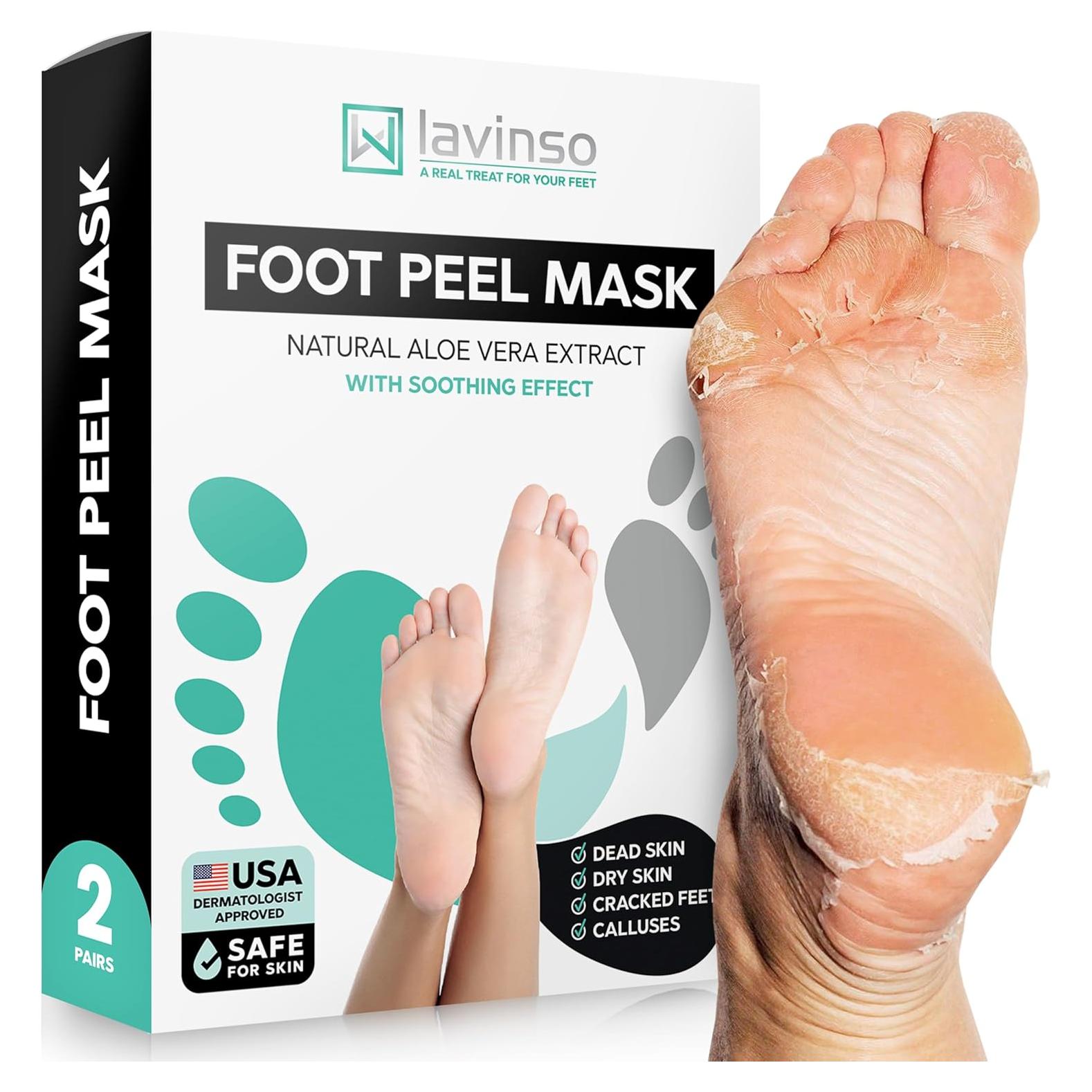 Máscara Exfoliante para Pies Lavinso - Paquete de 2 Aloe Vera