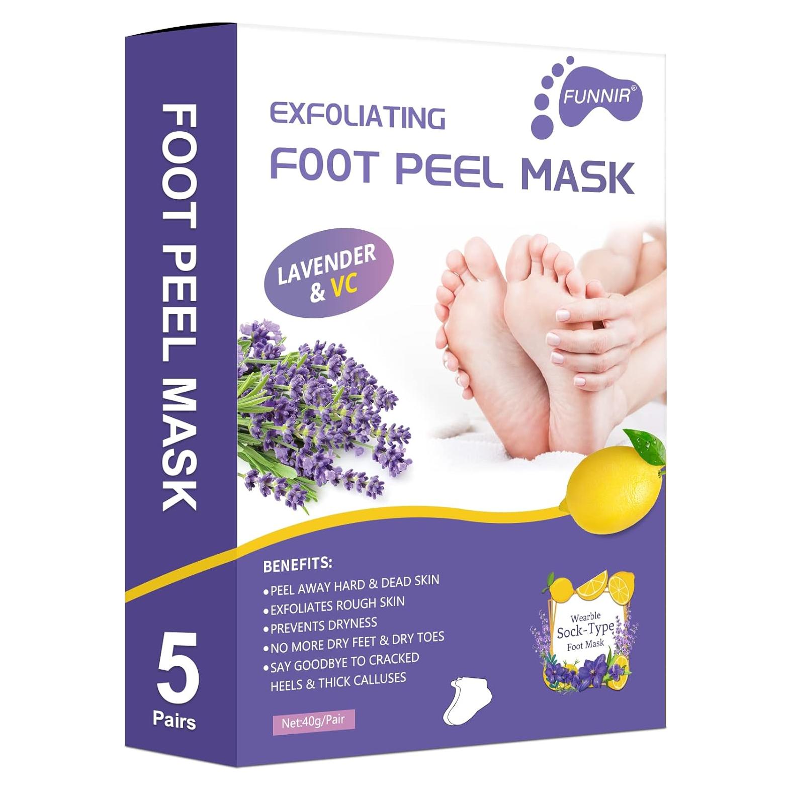 Mascarilla Exfoliante para Pies FUNNIR - 5 Pares, Suave y Revitalizante