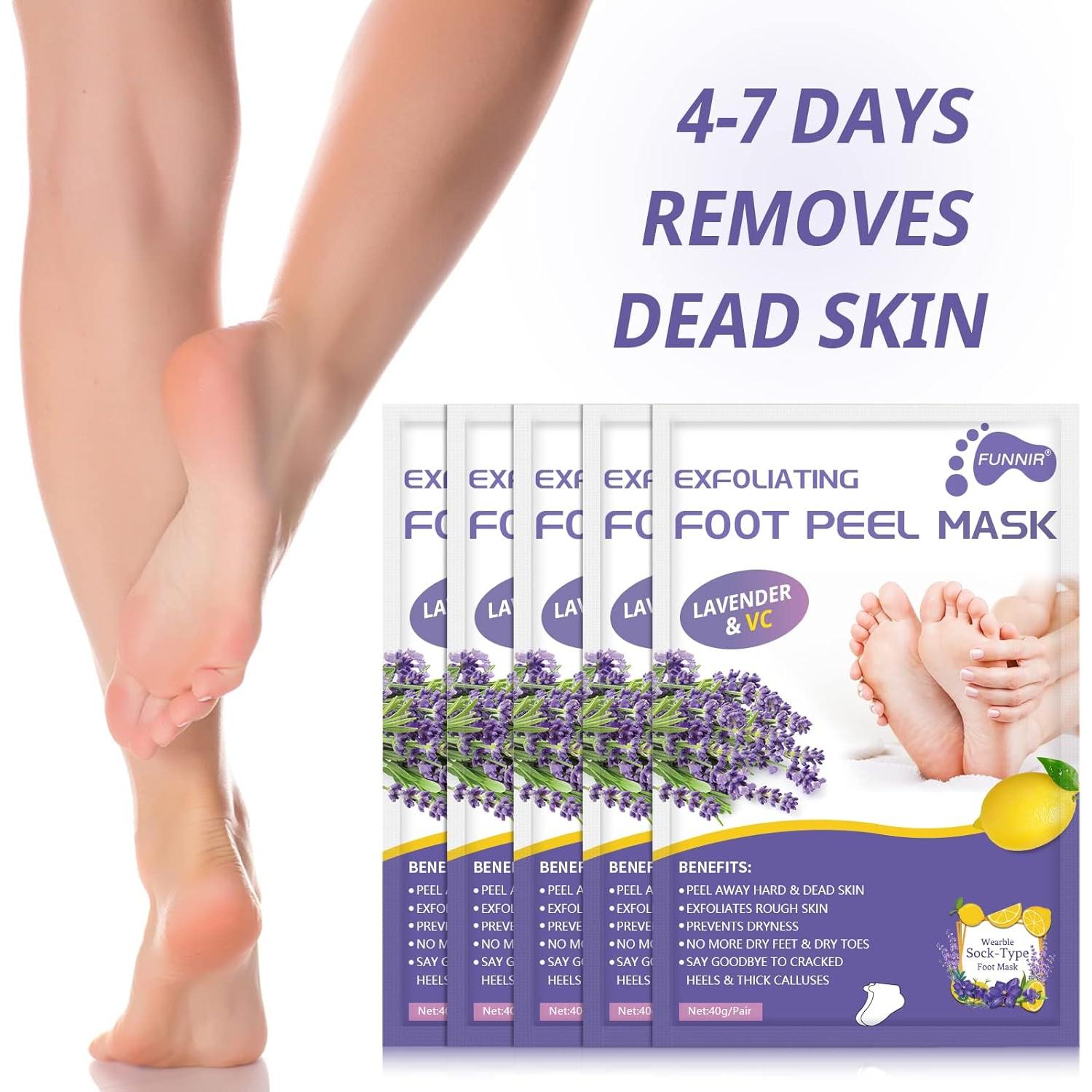Mascarilla Exfoliante para Pies FUNNIR - 5 Pares, Suave y Revitalizante