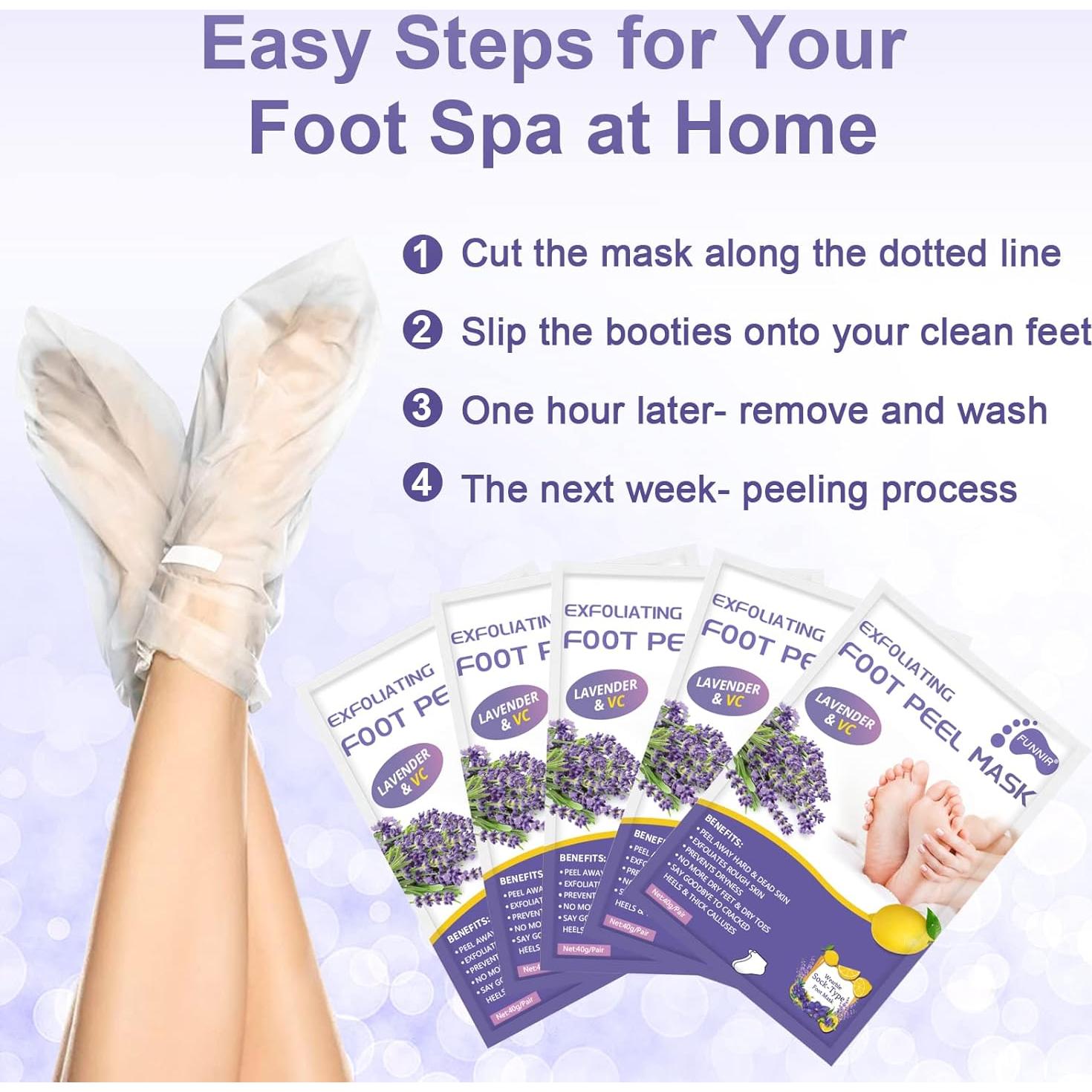 Mascarilla Exfoliante para Pies FUNNIR - 5 Pares, Suave y Revitalizante