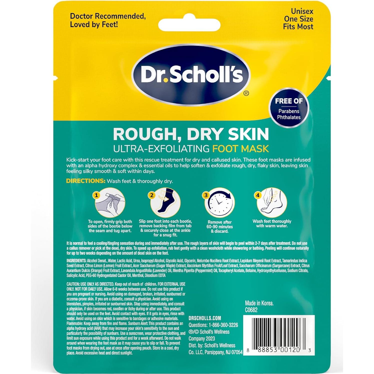 Máscara Exfoliante para Pies Dr. Scholl's - 3 Pares Hidratantes
