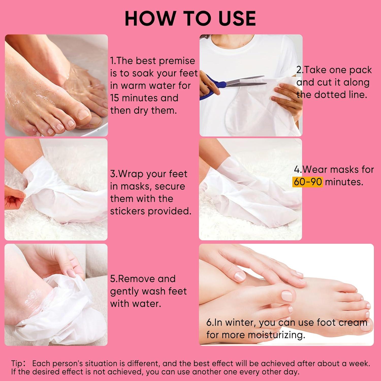 Mascarilla Exfoliante para Pies Berlaney - 3 Pares Durazno