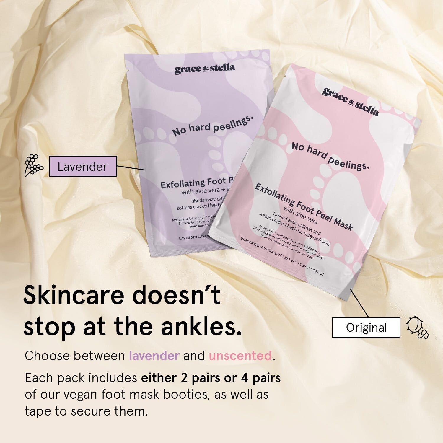 Mascarilla Exfoliante para Pies Grace & Stella - 4 Pares Lavanda