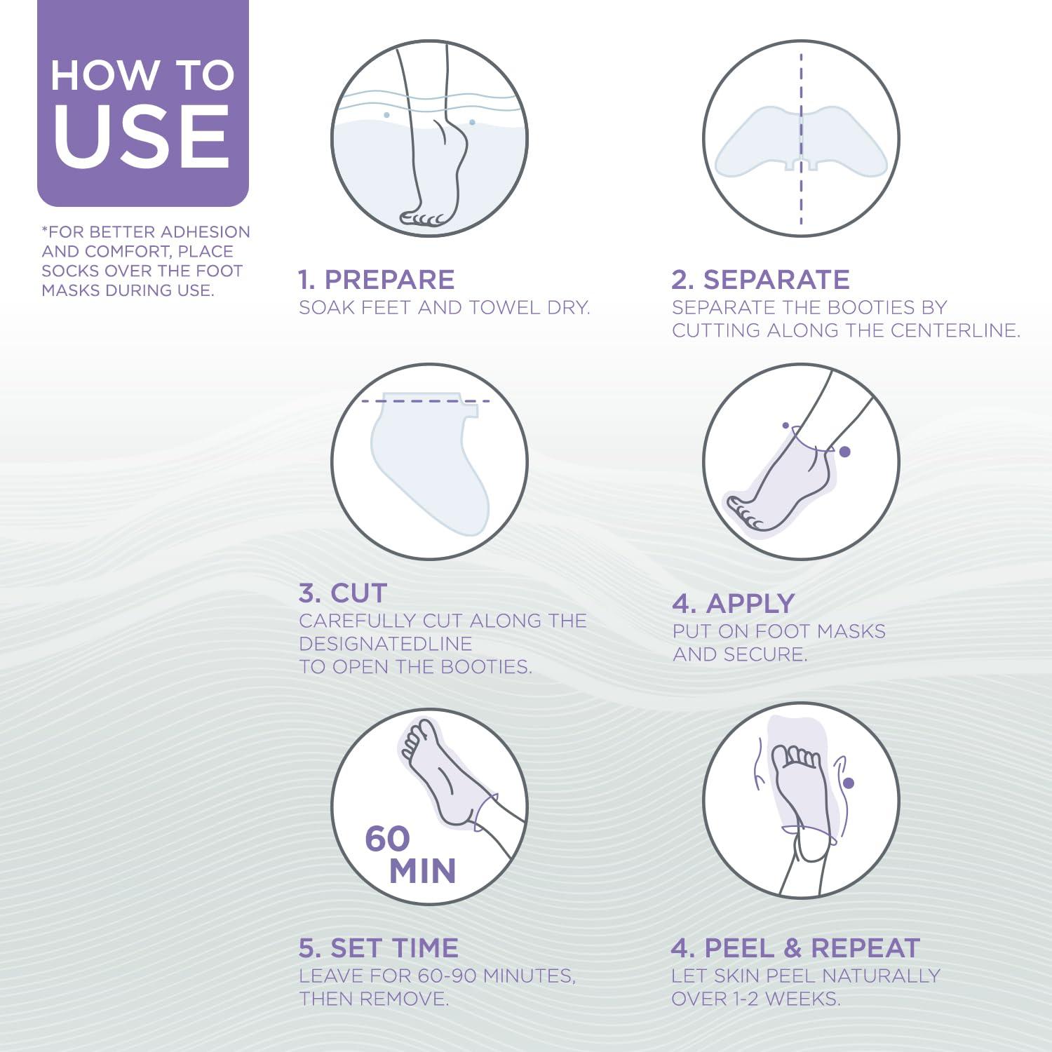 Máscara Exfoliante para Pies Lee Beauty - 4 Paquetes con Lavanda