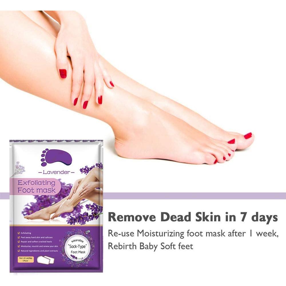 Mascarilla Exfoliante para Pies AIQIUSHA 5 Paquetes Lavanda