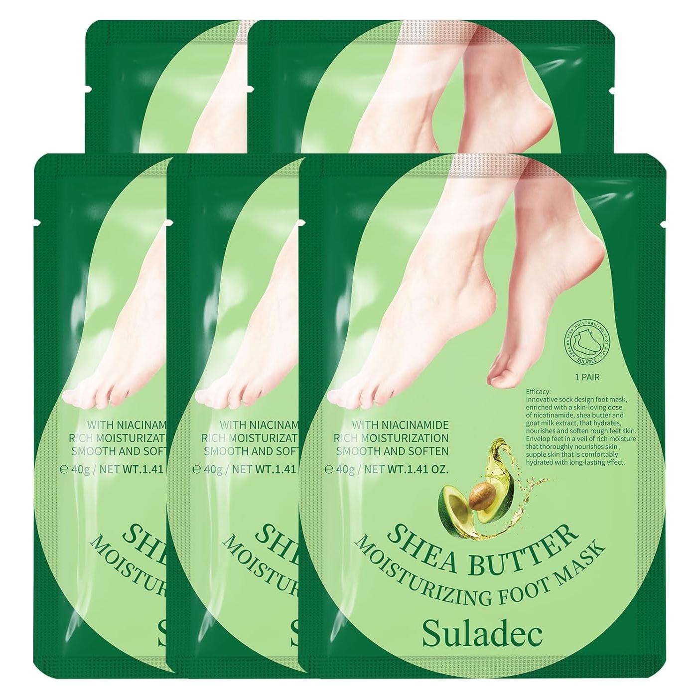 Mascarilla Hidratante para Pies SULADEC - 5 Pares con Karité y Leche de Cabra