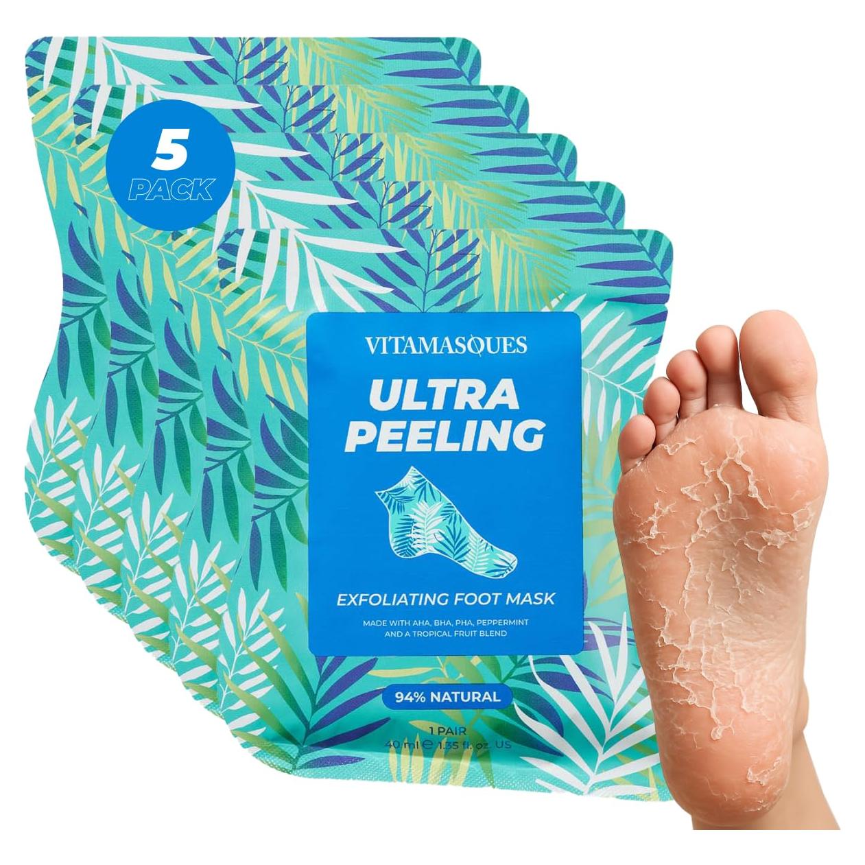 Vitamasques Máscara Exfoliante para Pies - 5 Pares - Menta