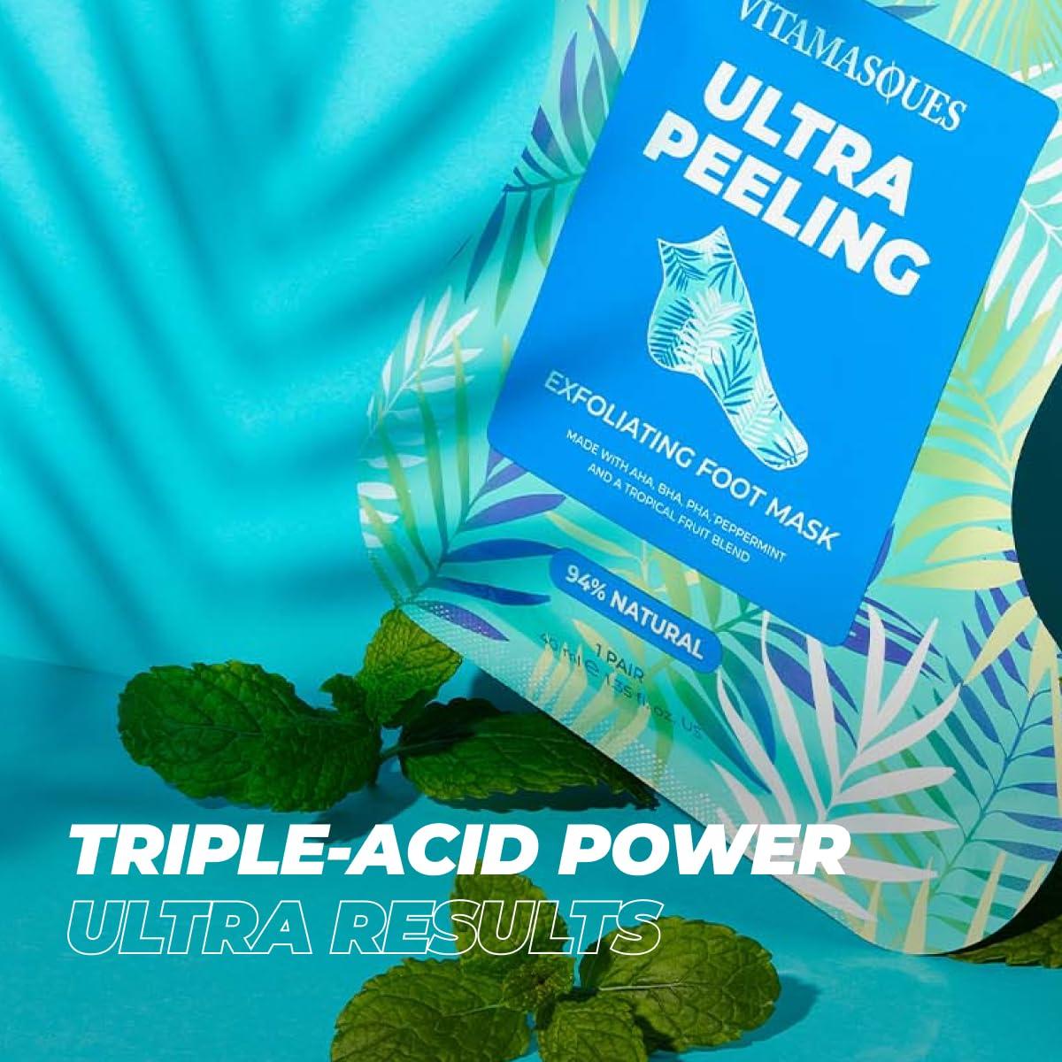 Vitamasques Máscara Exfoliante para Pies - 5 Pares - Menta