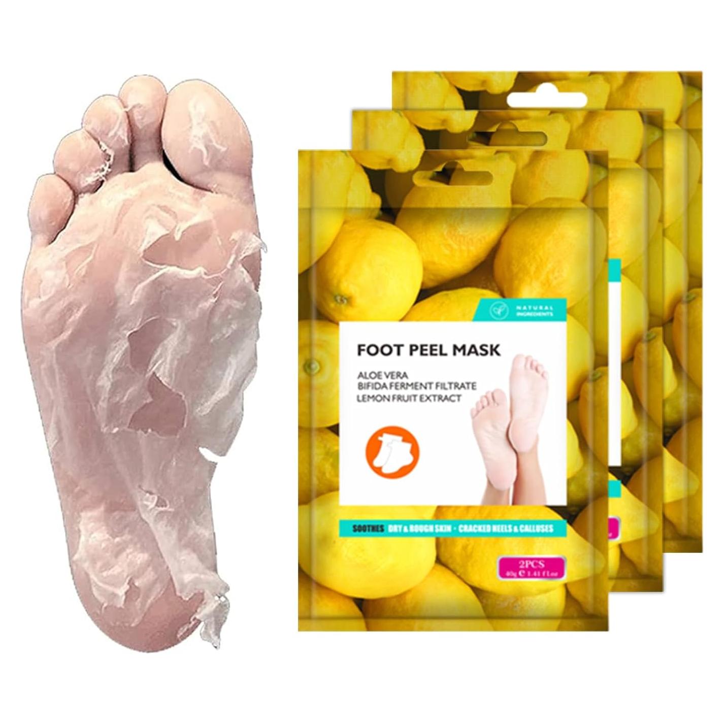 Máscara Exfoliante para Pies Happy Feet - 3 Paquetes, Limón