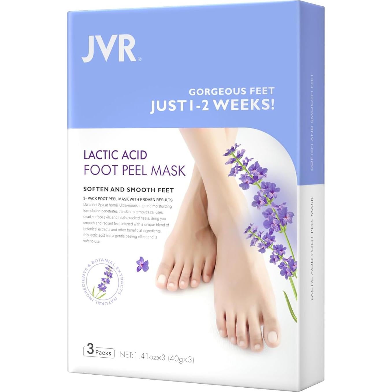 Mascarilla Exfoliante para Pies JVR - 3 Pares - Lavanda