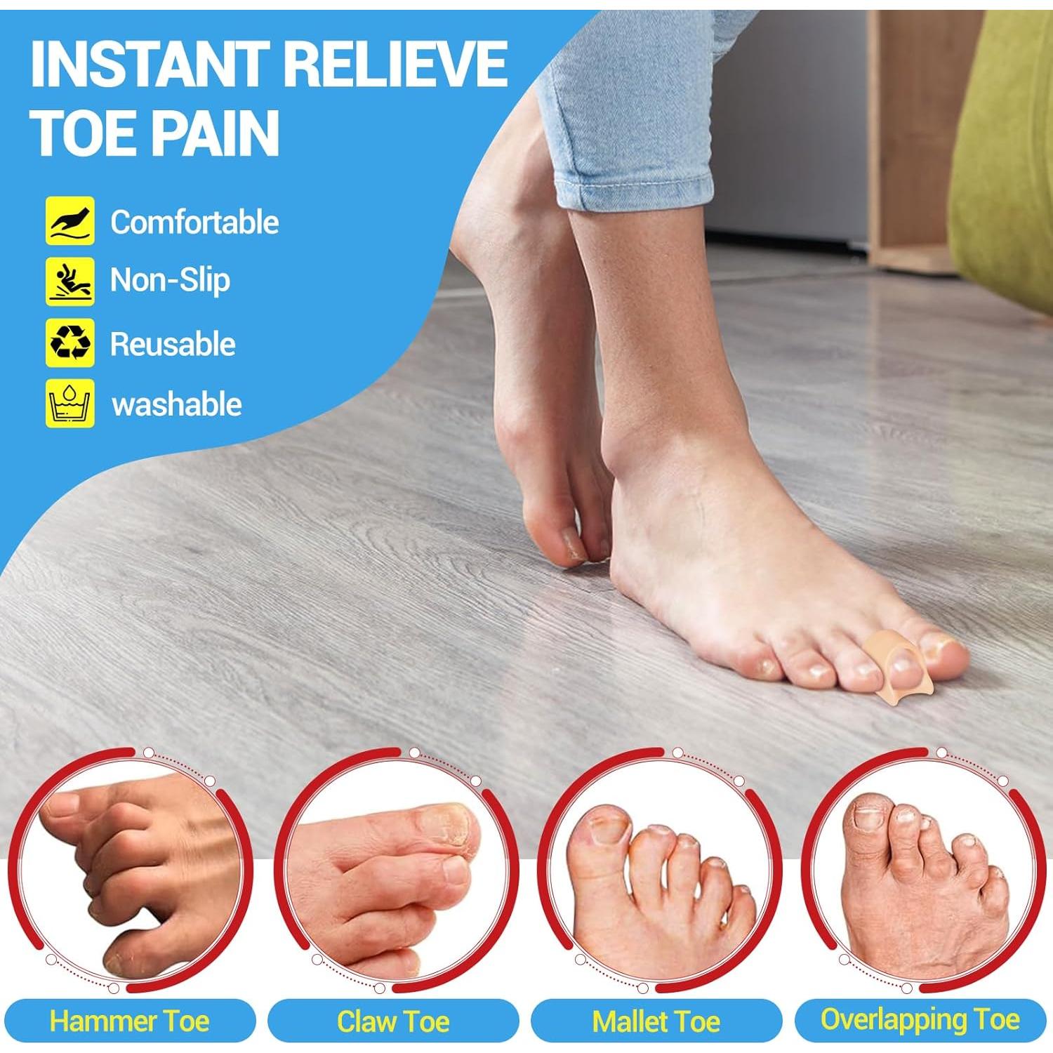 Hammer Toe Straightener Corrector for women & men- 6 Pcs Gel Toe Splint Relief for Bunion, Claw, Crooked, Hammer, Broke Support - 3 Different Sizes (S/M/L)