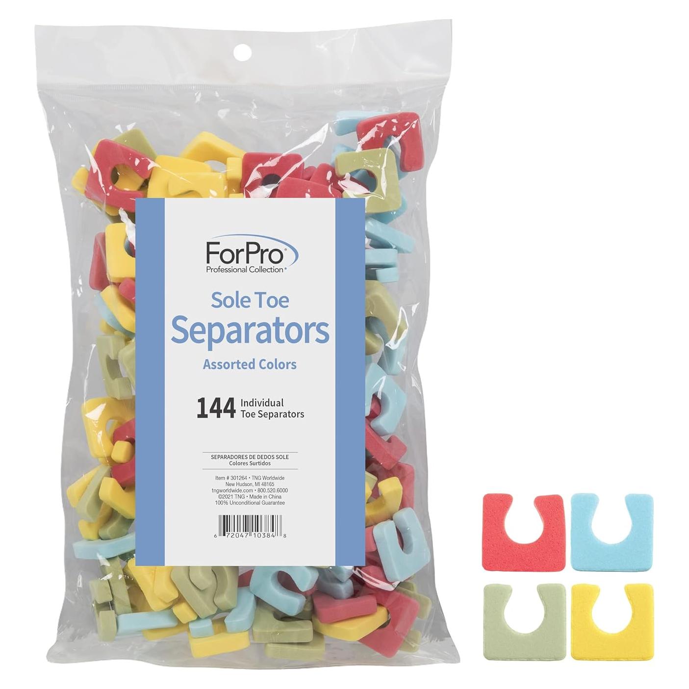 Separadores de Dedos ForPro Sole, 144 Unidades, Colores Variados