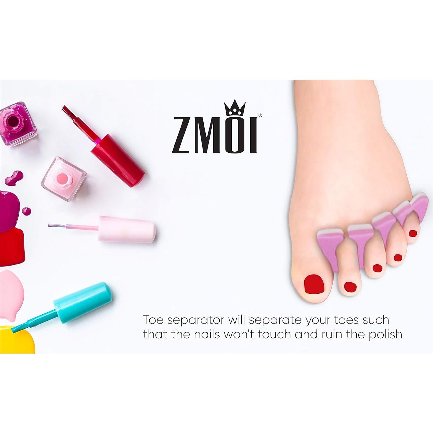 Separadores de Dedos para Pedicura ZMOI - 120 Piezas Suaves