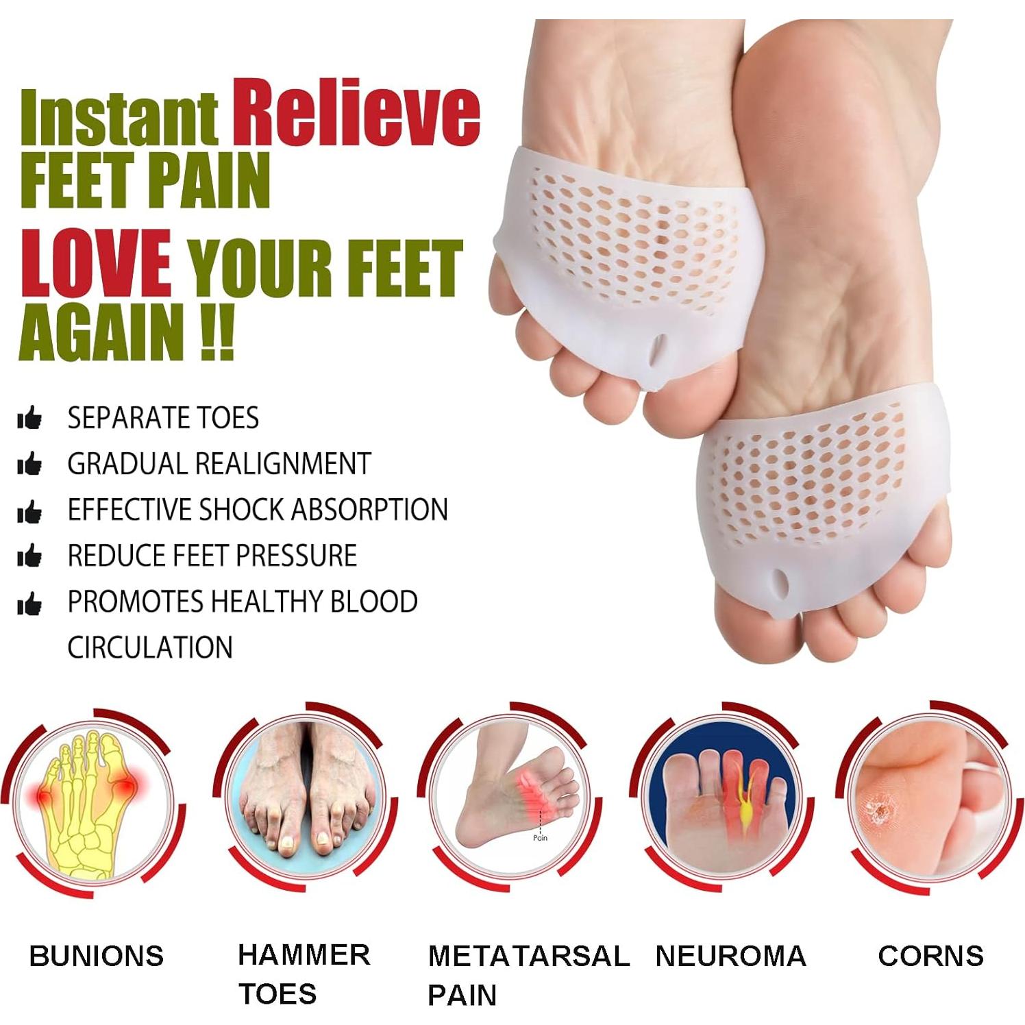 Separadores de Dedos y Almohadillas Metatarsales Taszoos - 3 Pares