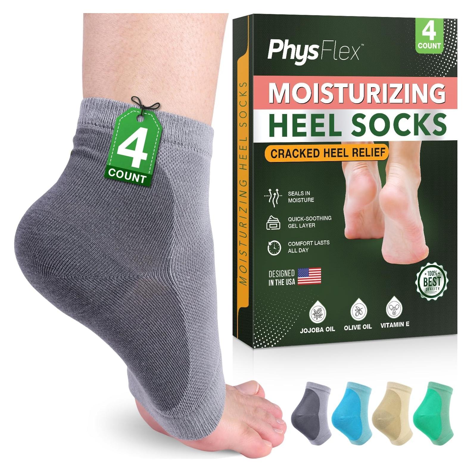 Calcetines hidratantes PhysFlex para talones agrietados - Gris