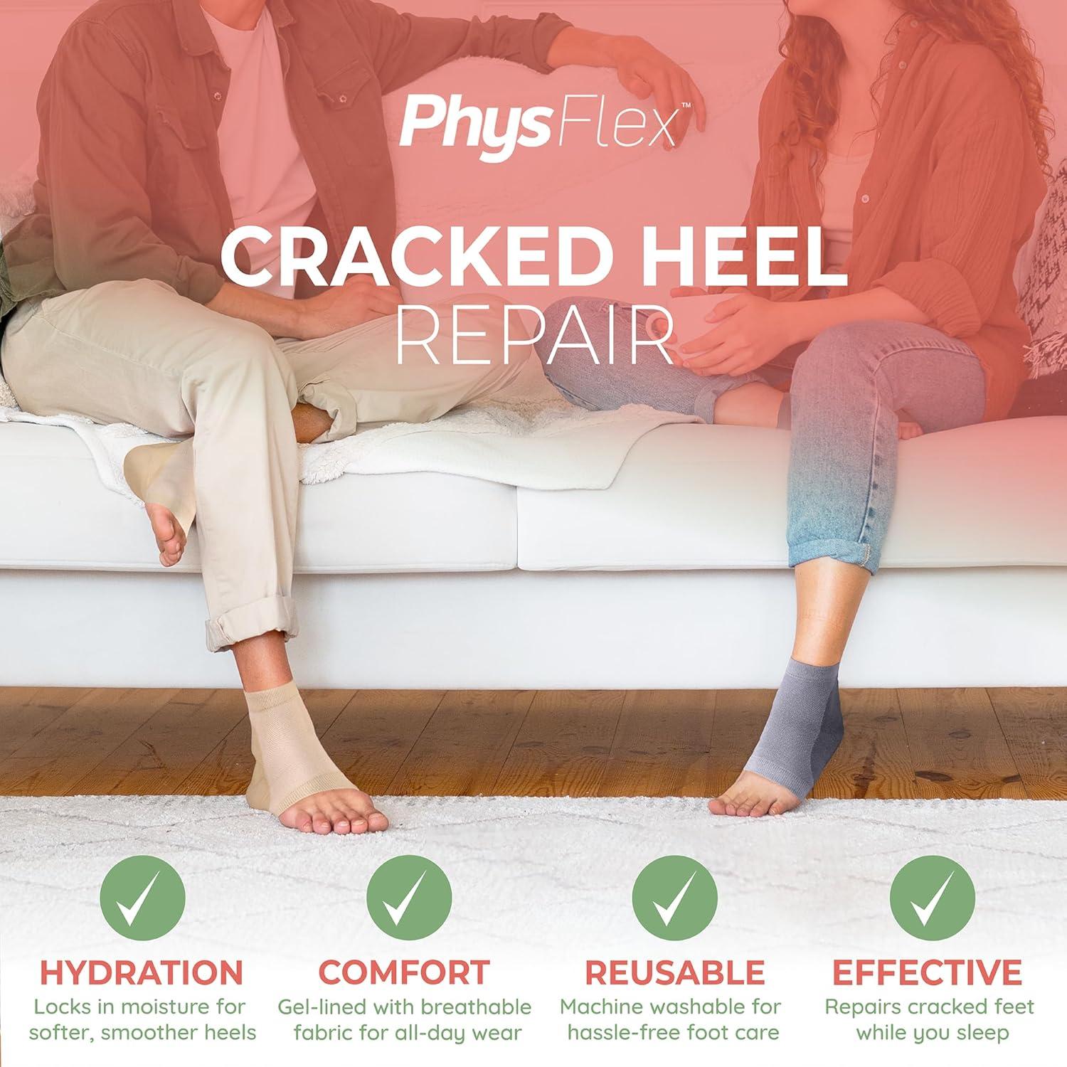 Calcetines hidratantes PhysFlex para talones agrietados - Gris