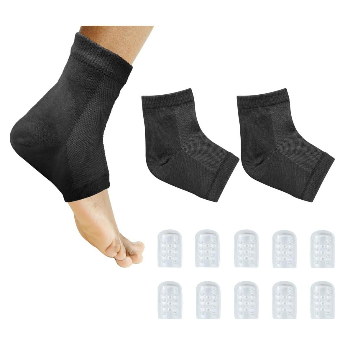 Calcetines Hidratantes para Talones y Dedos - Gel Suave Negro