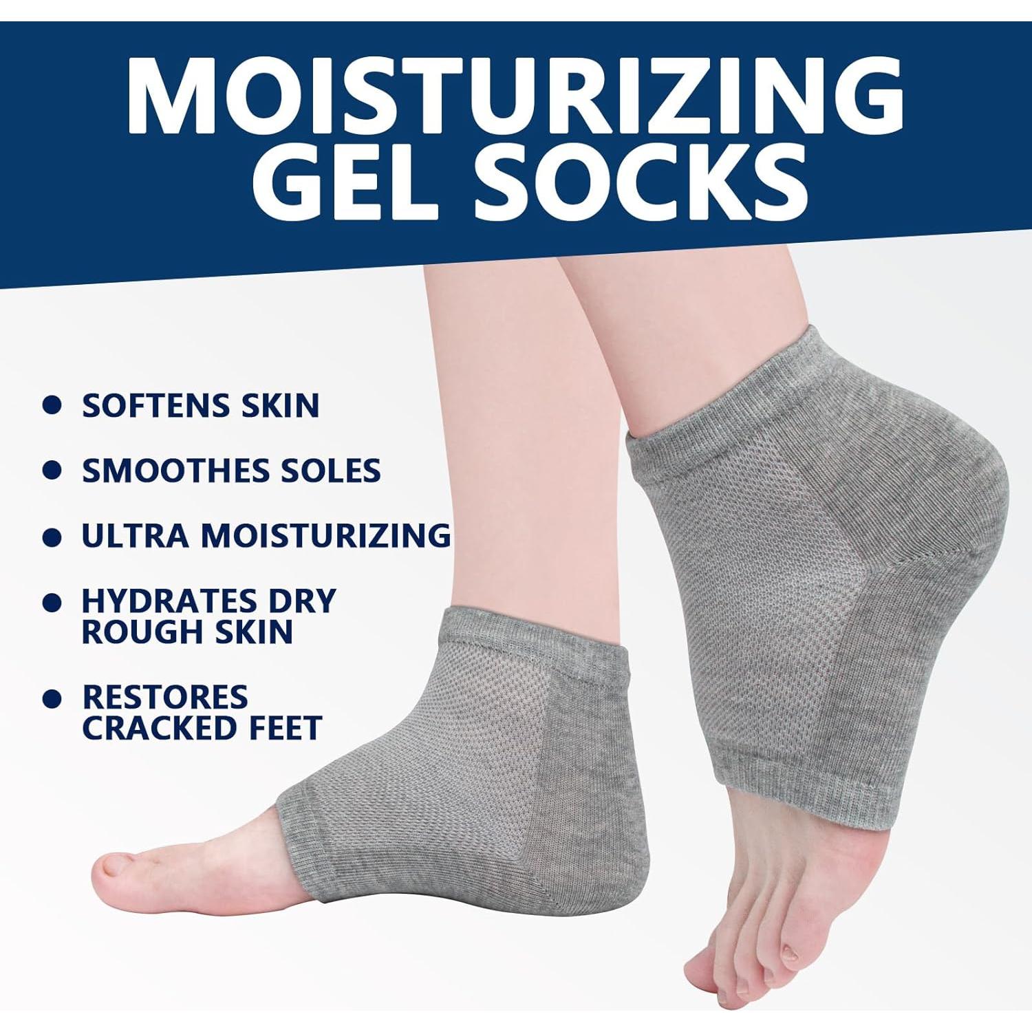 Calcetines Hidratantes de Gel Yoosolle para Talones Agrietados - 2 Pares - Tamaño Regular Gris