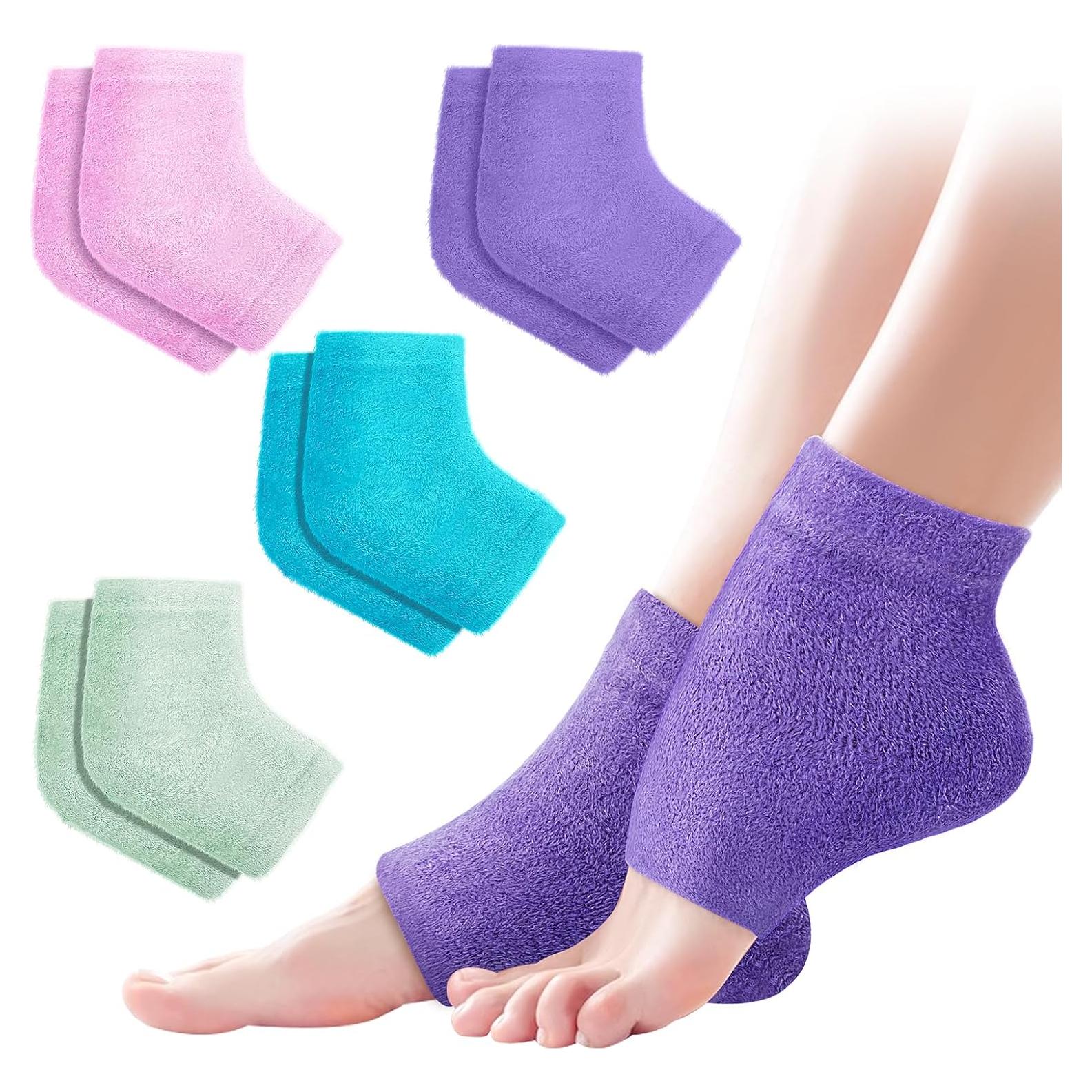 Calcetines Hidratantes de Talón Difuso TEAWOO 4 Pares para Pies Secos