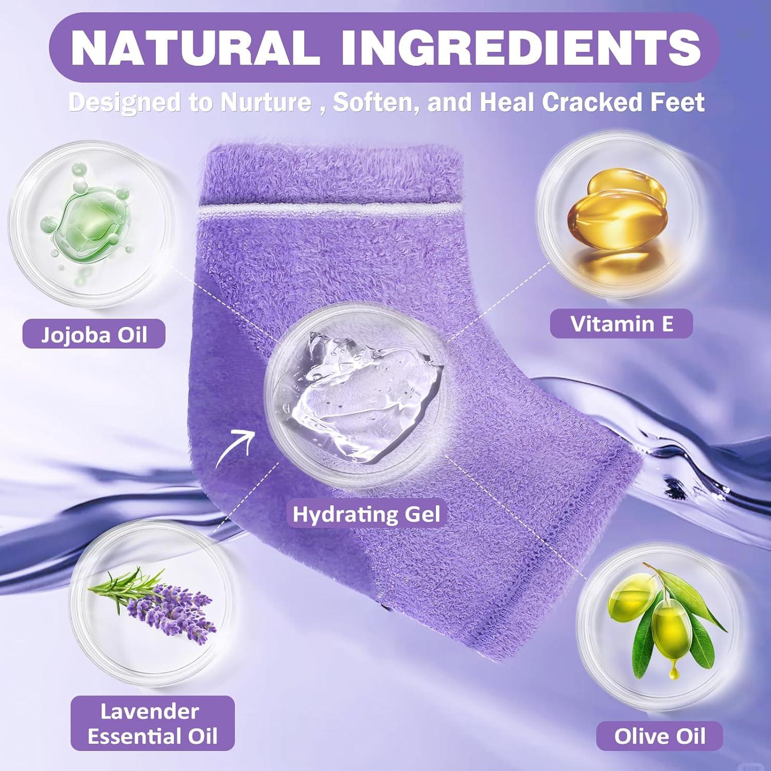 Calcetines Hidratantes de Talón Difuso TEAWOO 4 Pares para Pies Secos