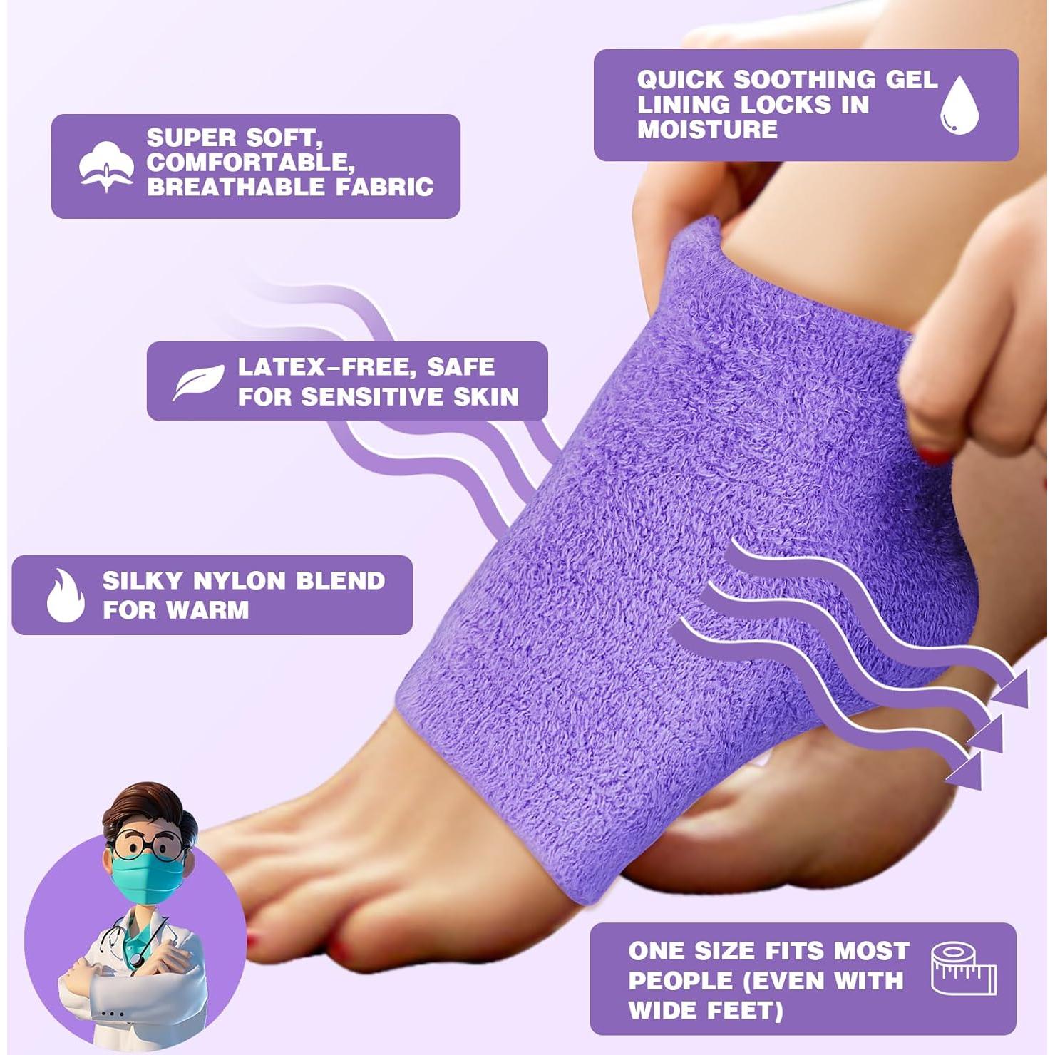 Calcetines Hidratantes de Talón Difuso TEAWOO 4 Pares para Pies Secos