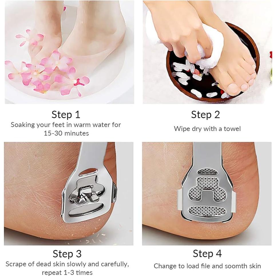 Raspador de Piel Dura para Pies Codream con Estuche y 10 Cuchillas