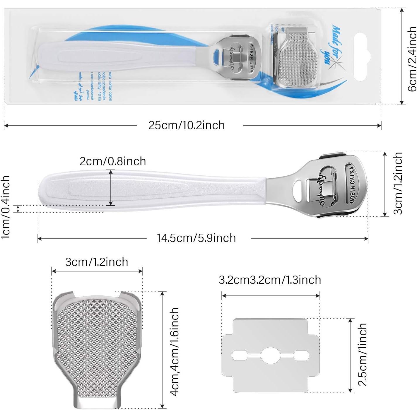 Conjunto de Raspadores de Callos Mudder 24 Piezas con Cuchillas