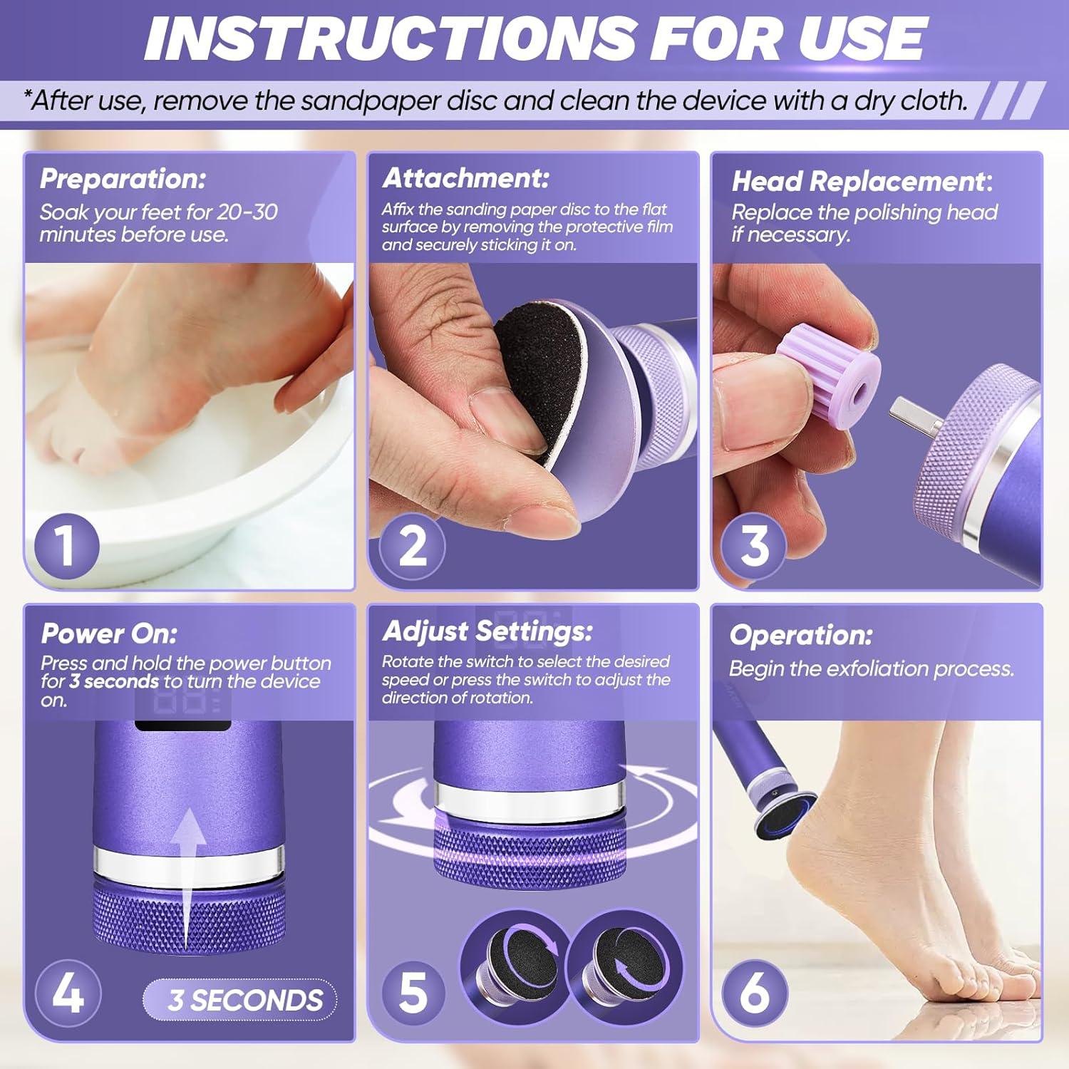 Removedor de Callos Eléctrico Saker 2 en 1 con 60 Discos