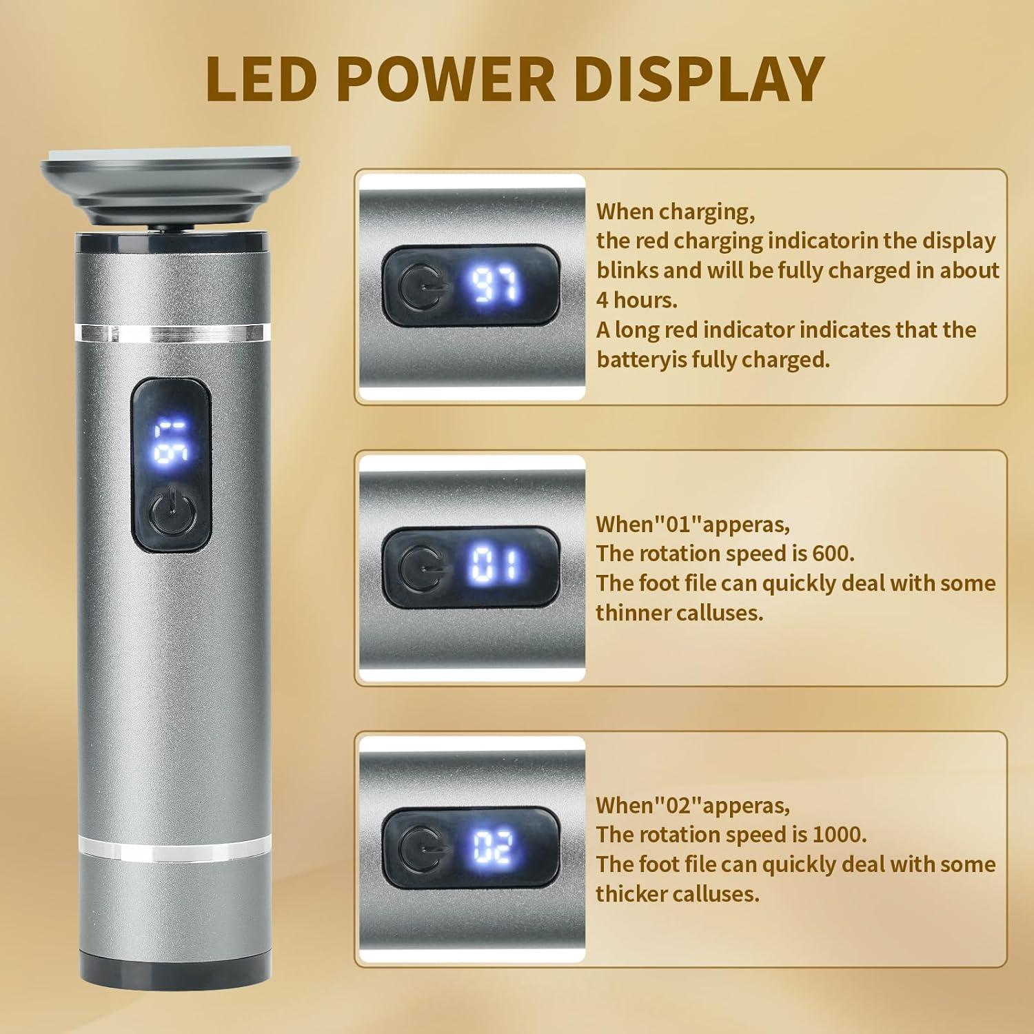 Removedor de Callos Eléctrico RIRC con Pantalla LED y 4 Cabezas