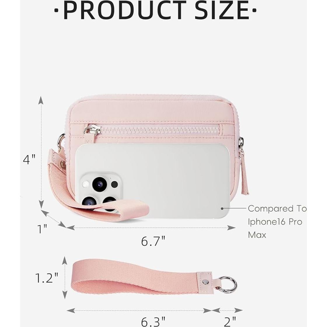 Billetera de muñeca WESTBRONCO para mujeres con RFID - Rosa