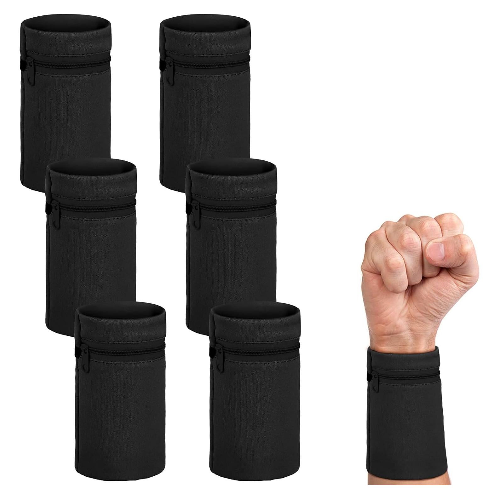 6 Bandas de Muñeca Deportivas Honoson con Cremallera - Negro