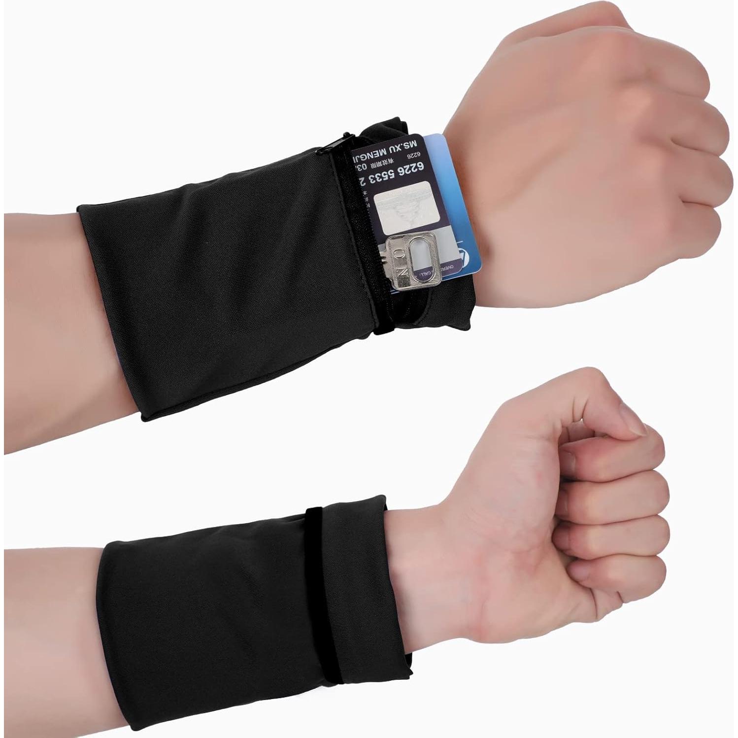 6 Bandas de Muñeca Deportivas Honoson con Cremallera - Negro