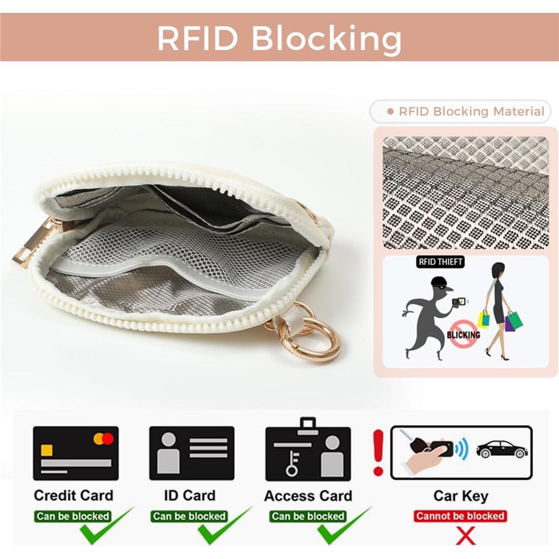 Cartera Muñequera JEEBURYEE Beige con Bloqueo RFID y Correa