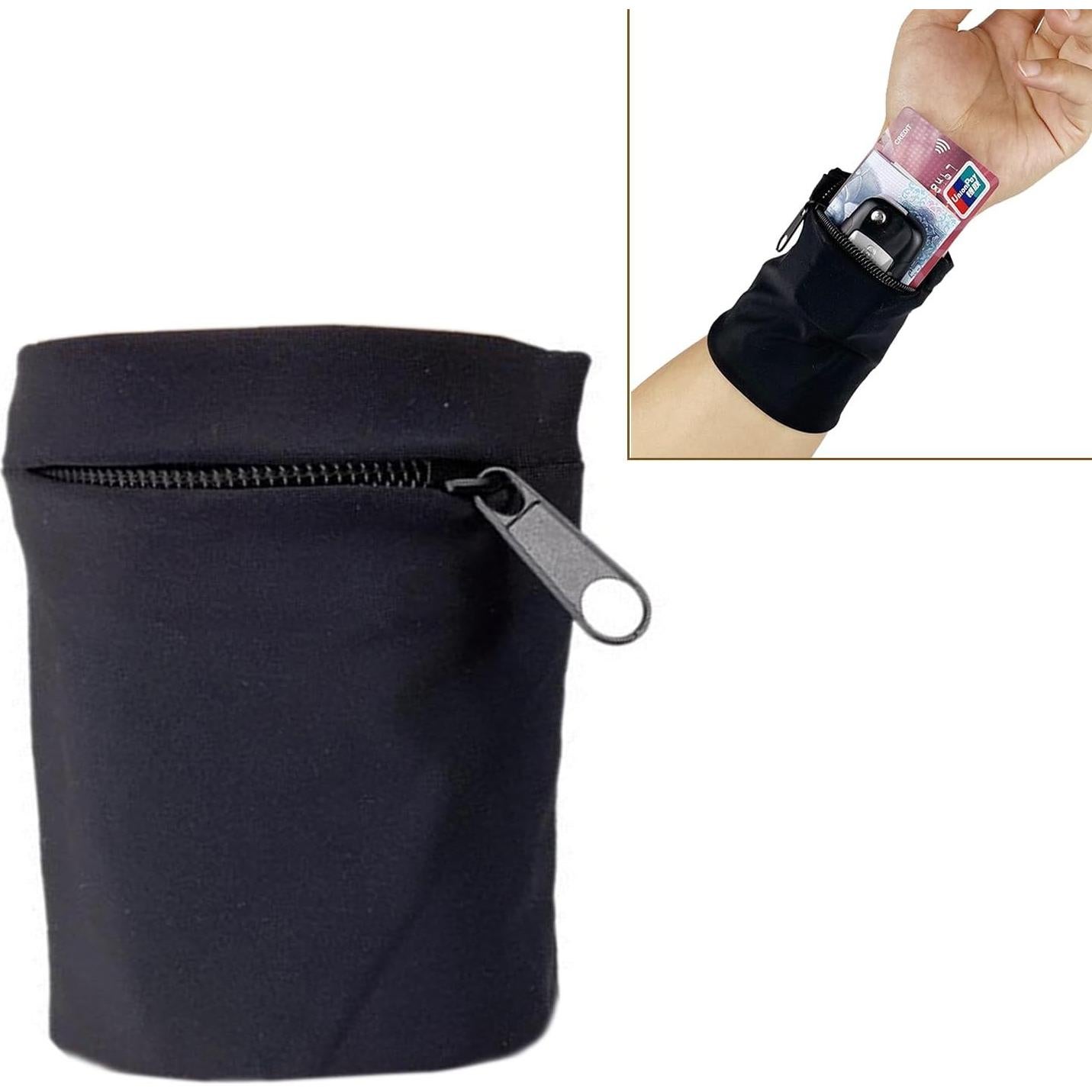 Monedero de Muñeca Boshiho con Cremallera Unisex Negro