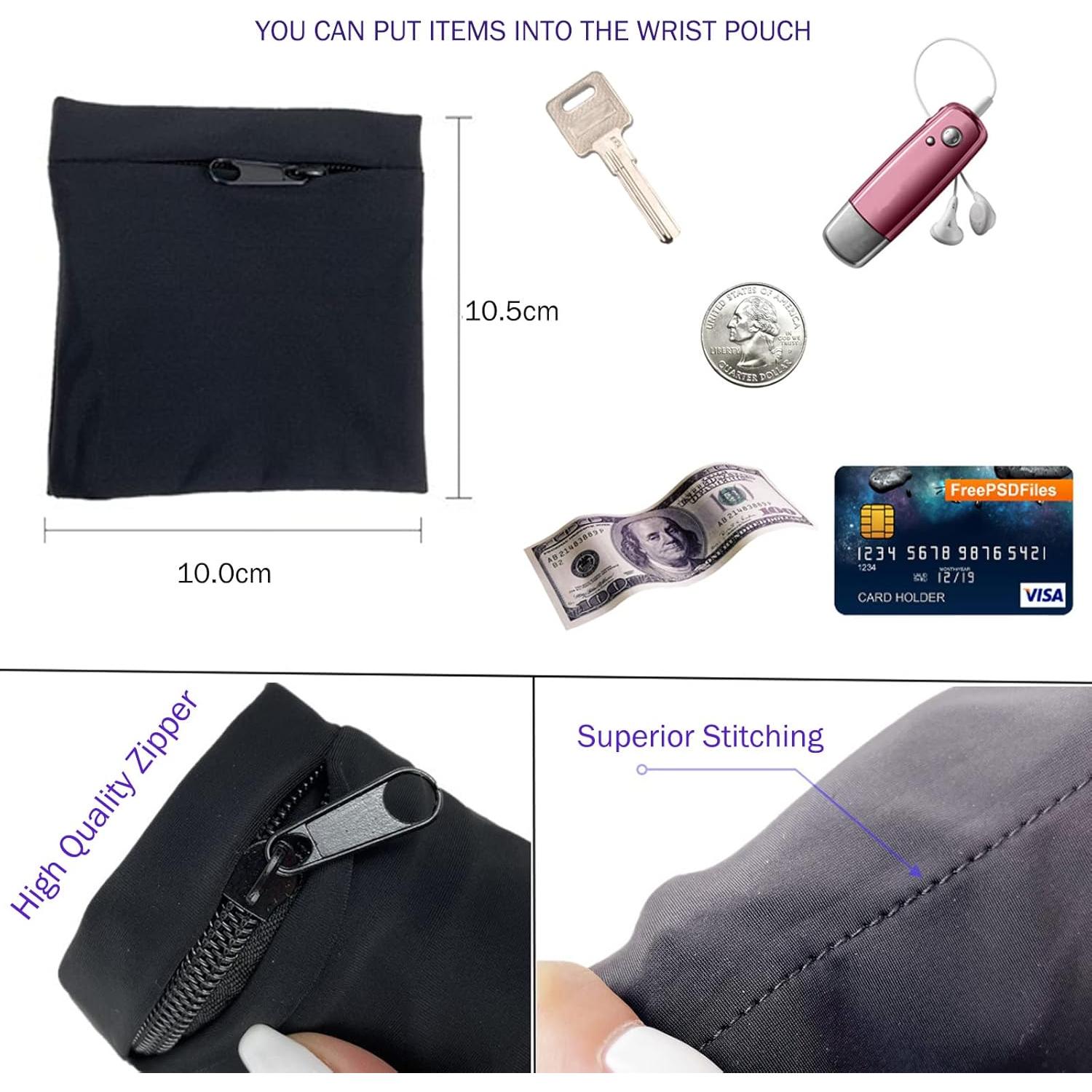 Monedero de Muñeca Boshiho con Cremallera Unisex Negro