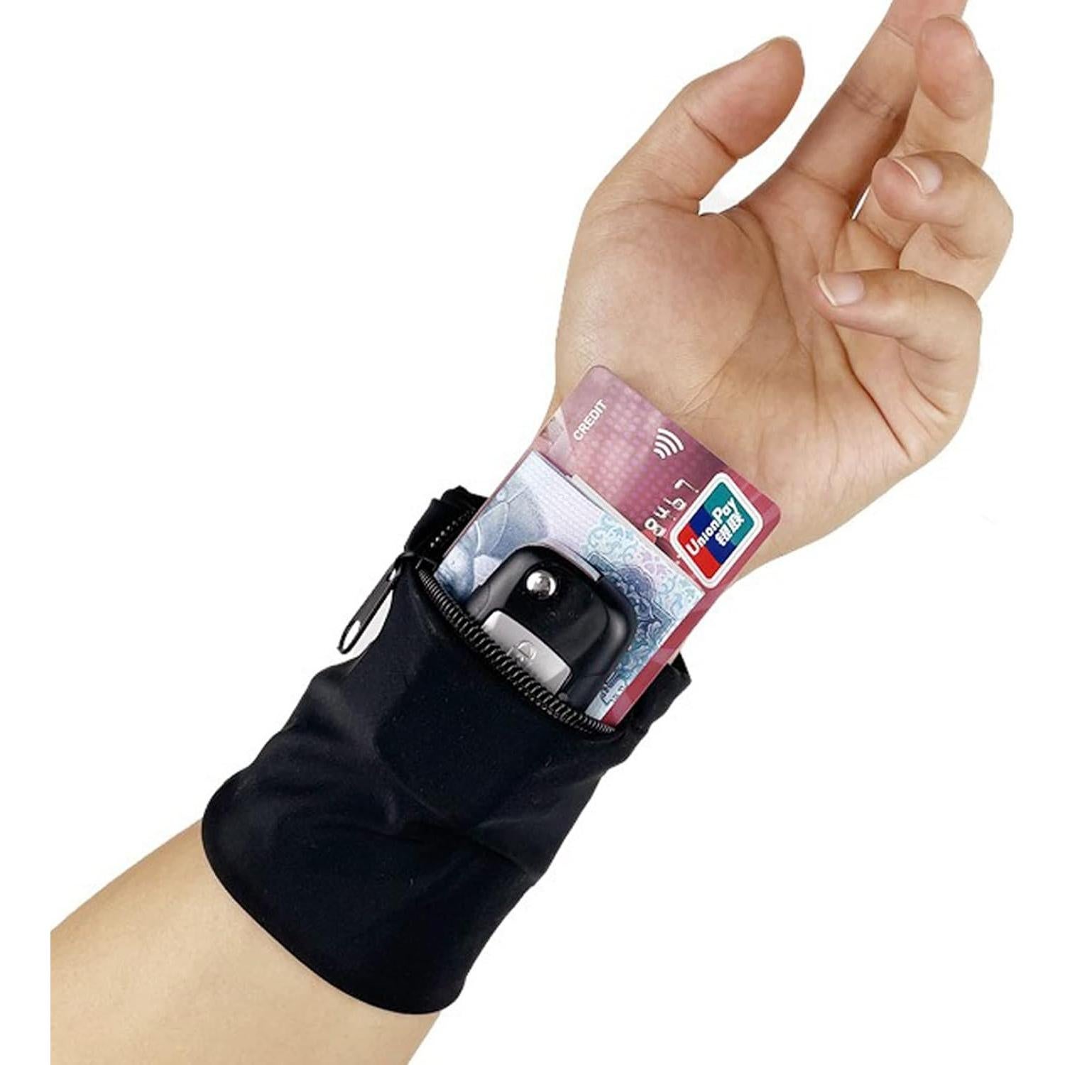 Monedero de Muñeca Boshiho con Cremallera Unisex Negro