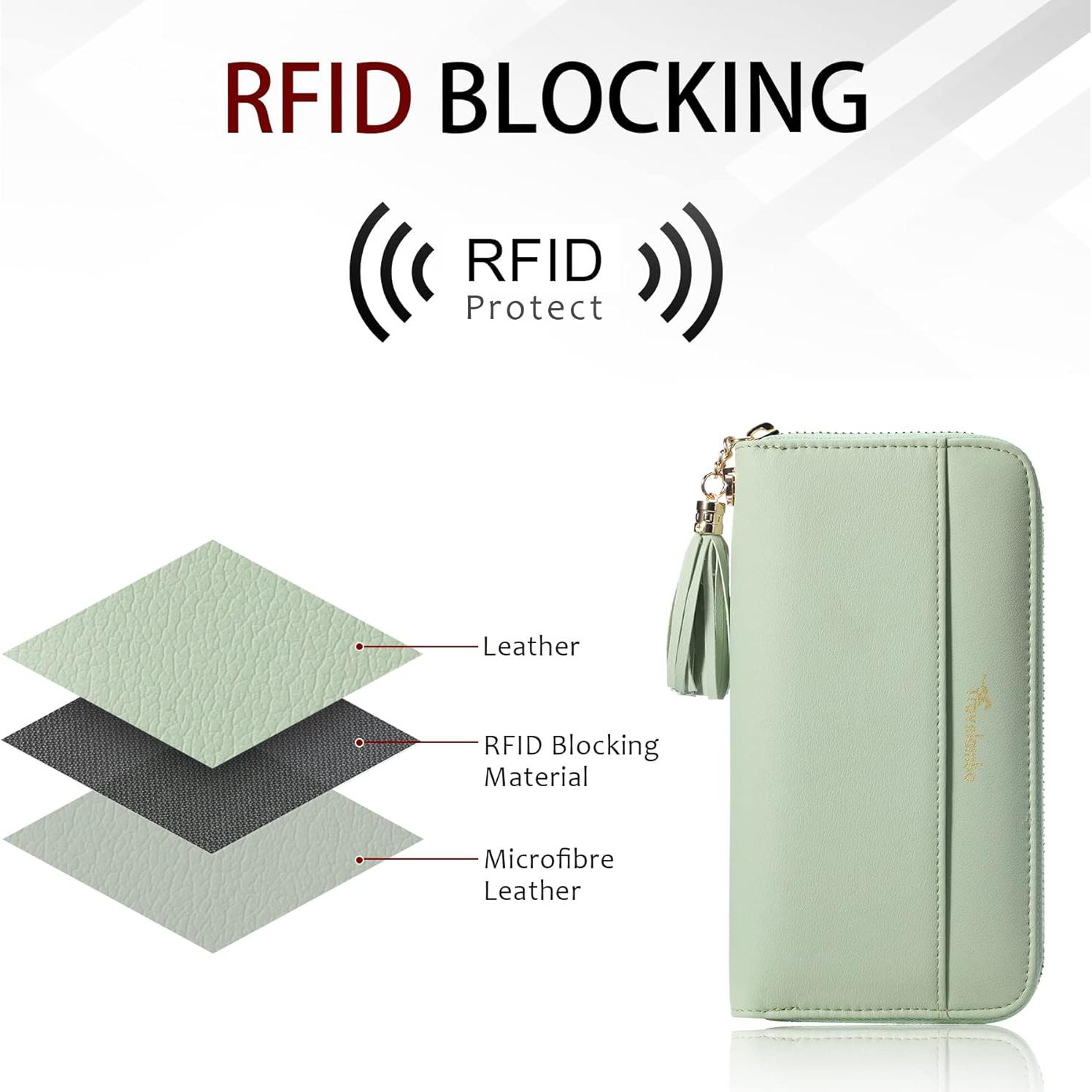 Billetera de Viaje Travelambo para Mujeres Verde con Borlas