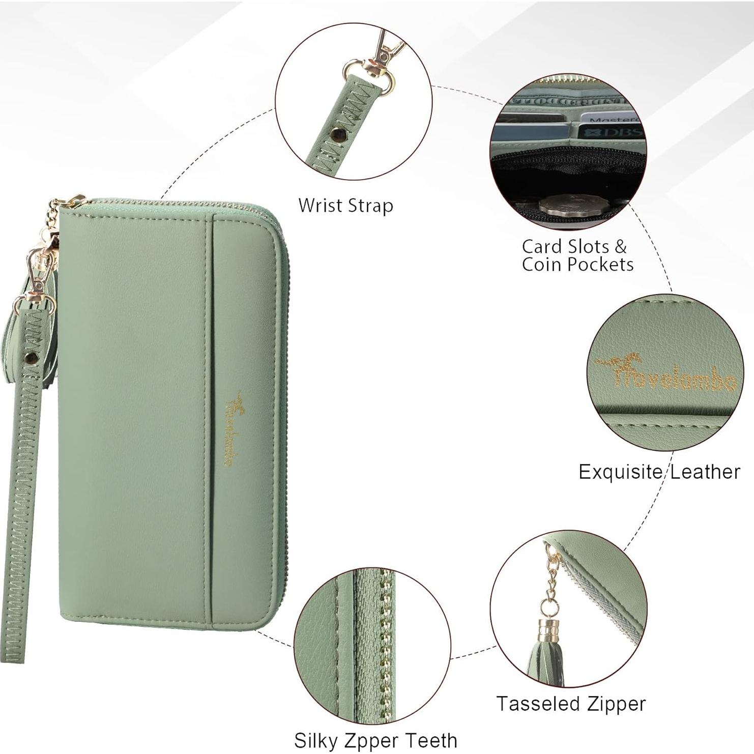 Billetera de Viaje Travelambo para Mujeres Verde con Borlas