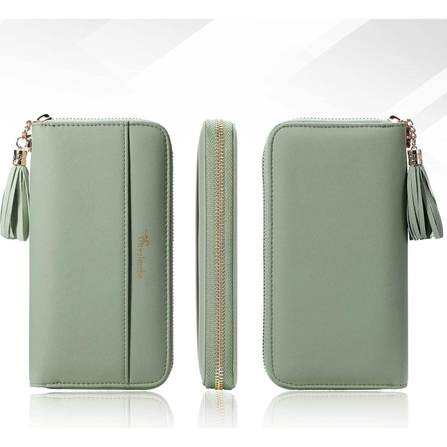 Billetera de Viaje Travelambo para Mujeres Verde con Borlas
