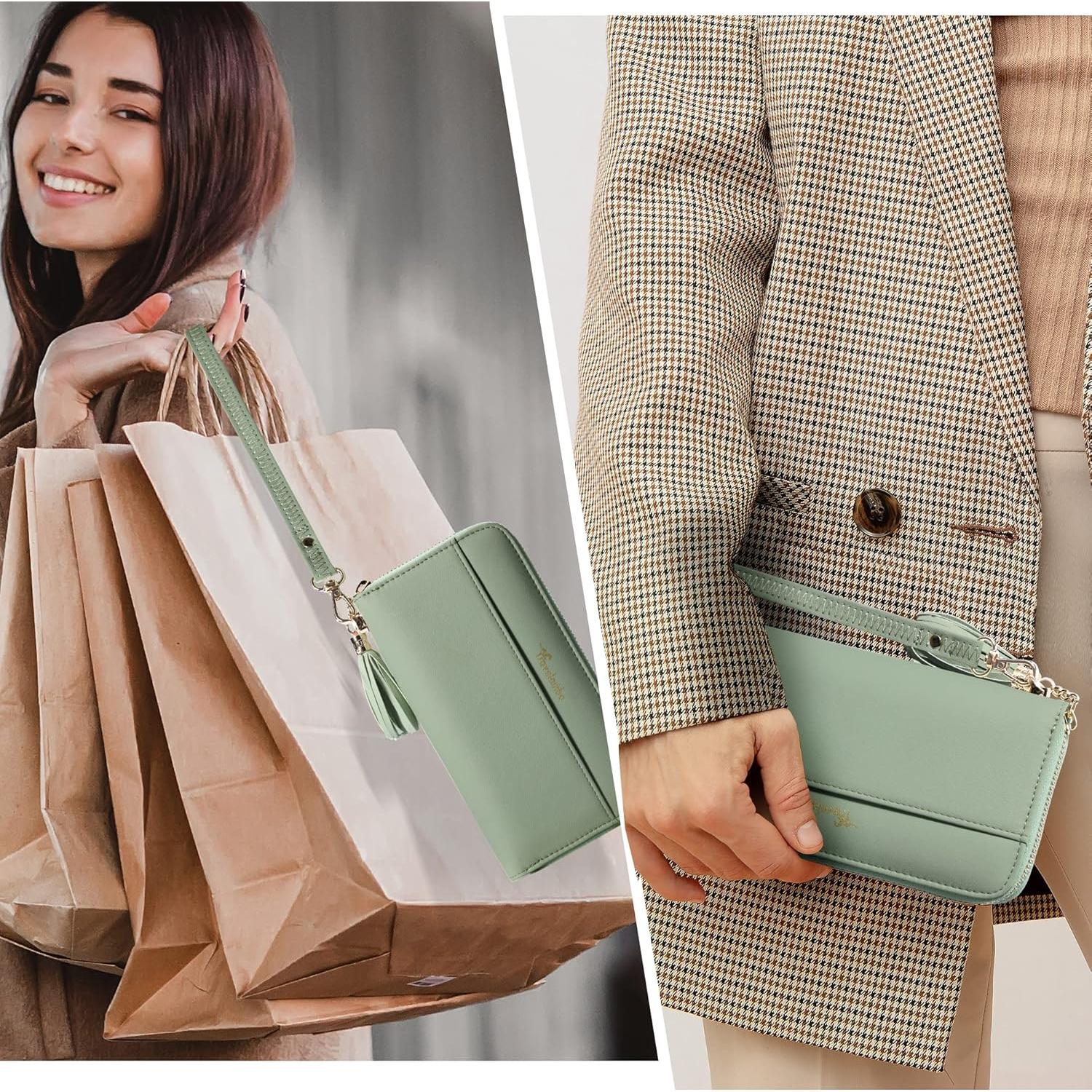 Billetera de Viaje Travelambo para Mujeres Verde con Borlas