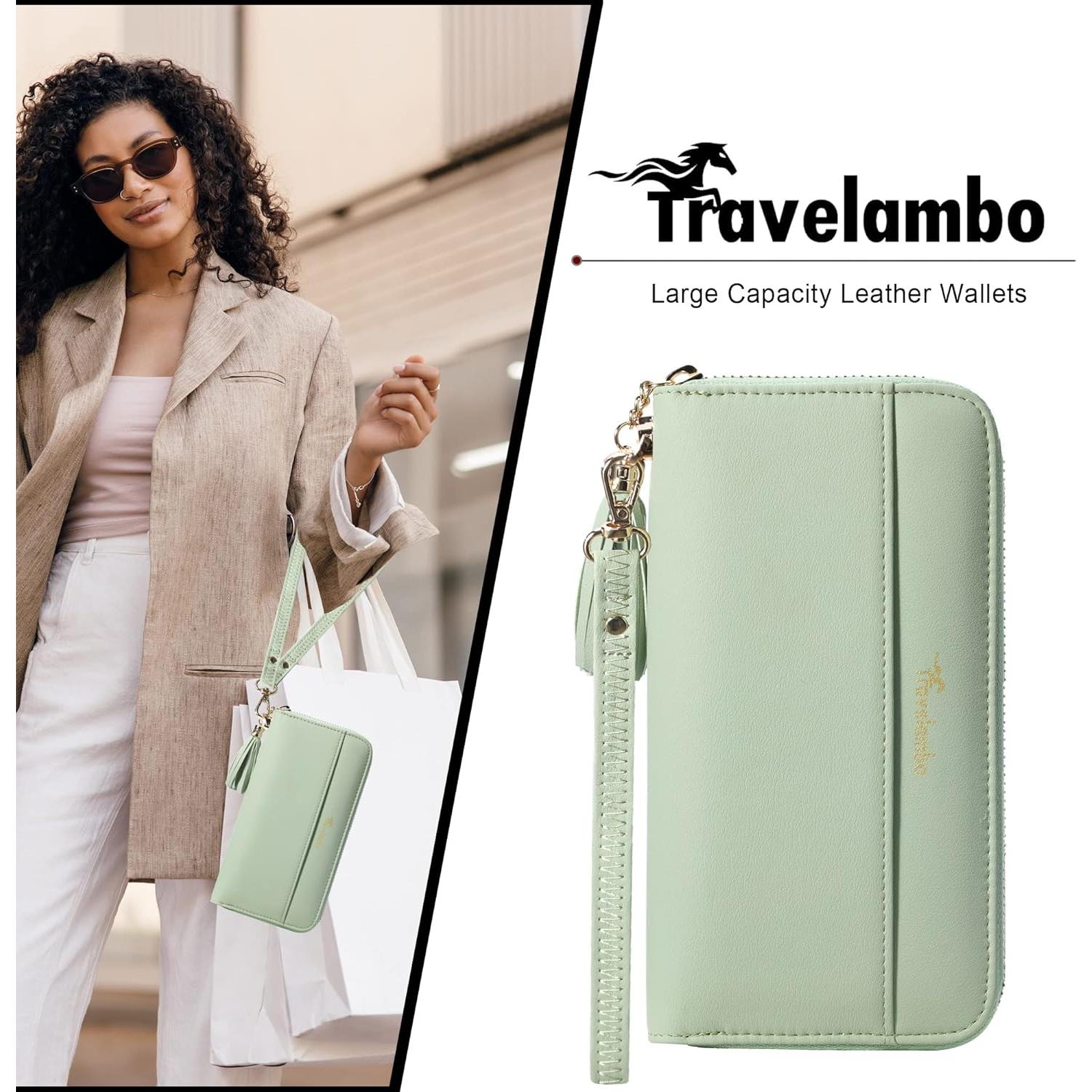 Billetera de Viaje Travelambo para Mujeres Verde con Borlas