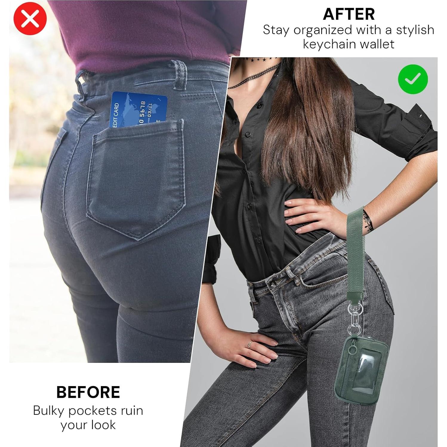 Cartera Mini YDF para Mujeres con Cierre y Ventana ID Verde