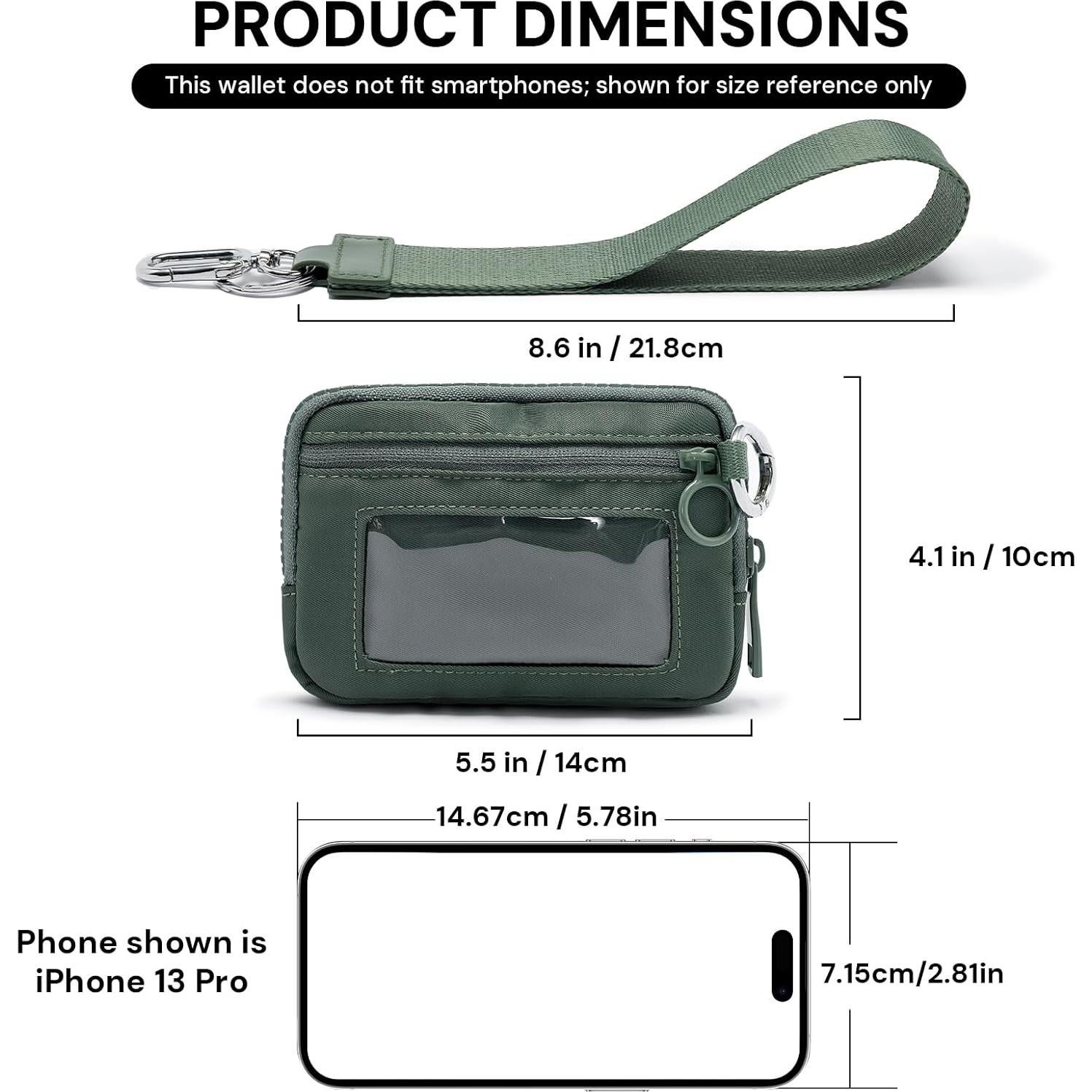 Cartera Mini YDF para Mujeres con Cierre y Ventana ID Verde