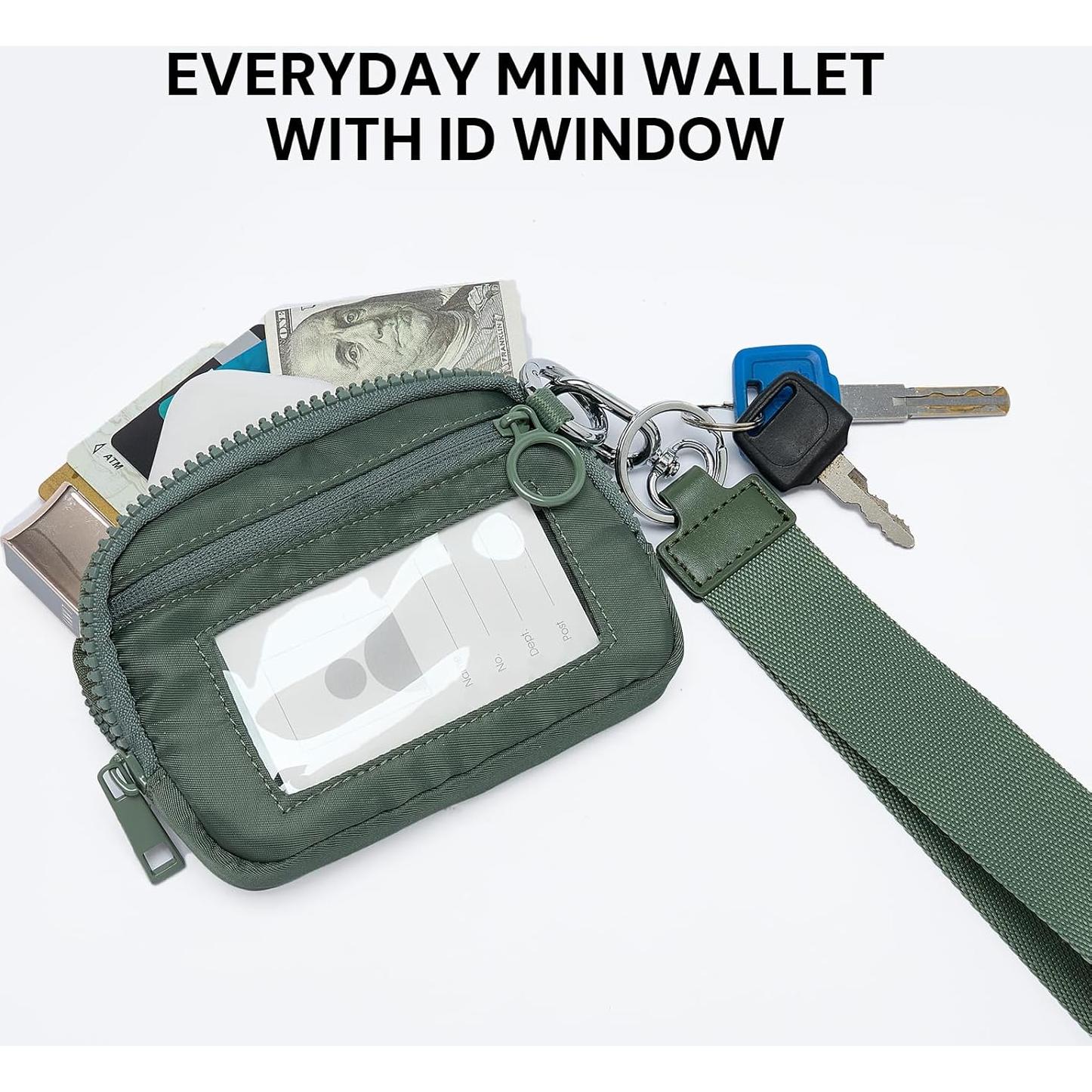 Cartera Mini YDF para Mujeres con Cierre y Ventana ID Verde