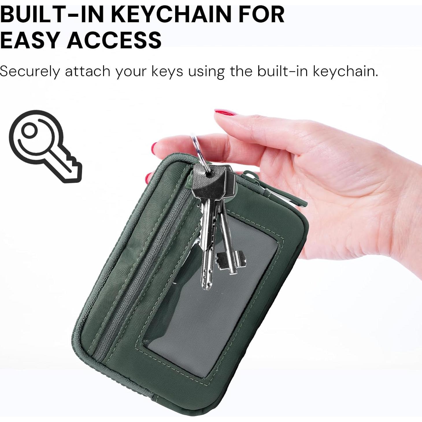 Cartera Mini YDF para Mujeres con Cierre y Ventana ID Verde